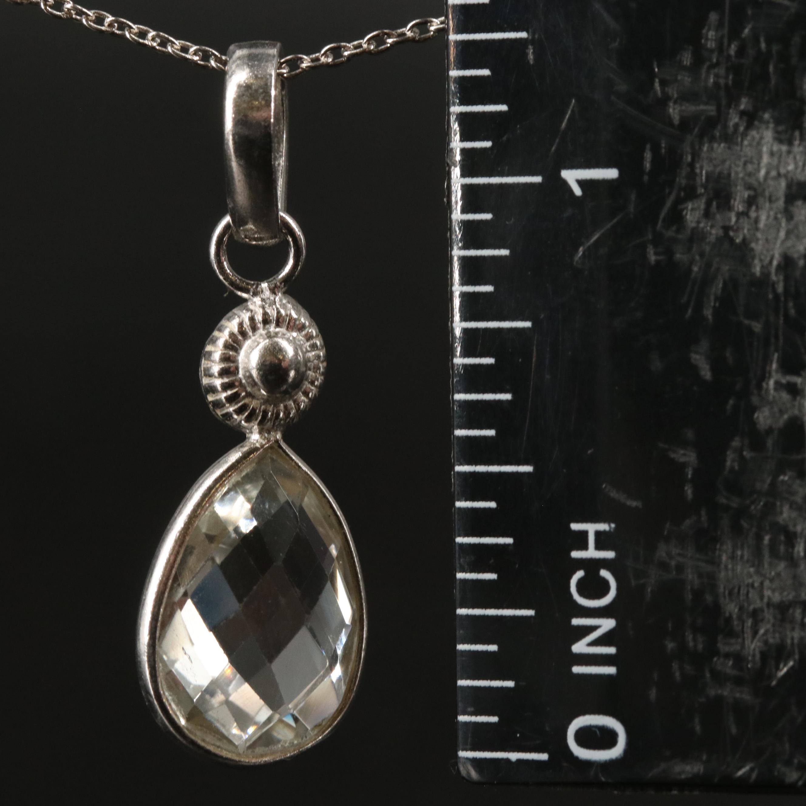 Sterling White Topaz Pendant Necklace