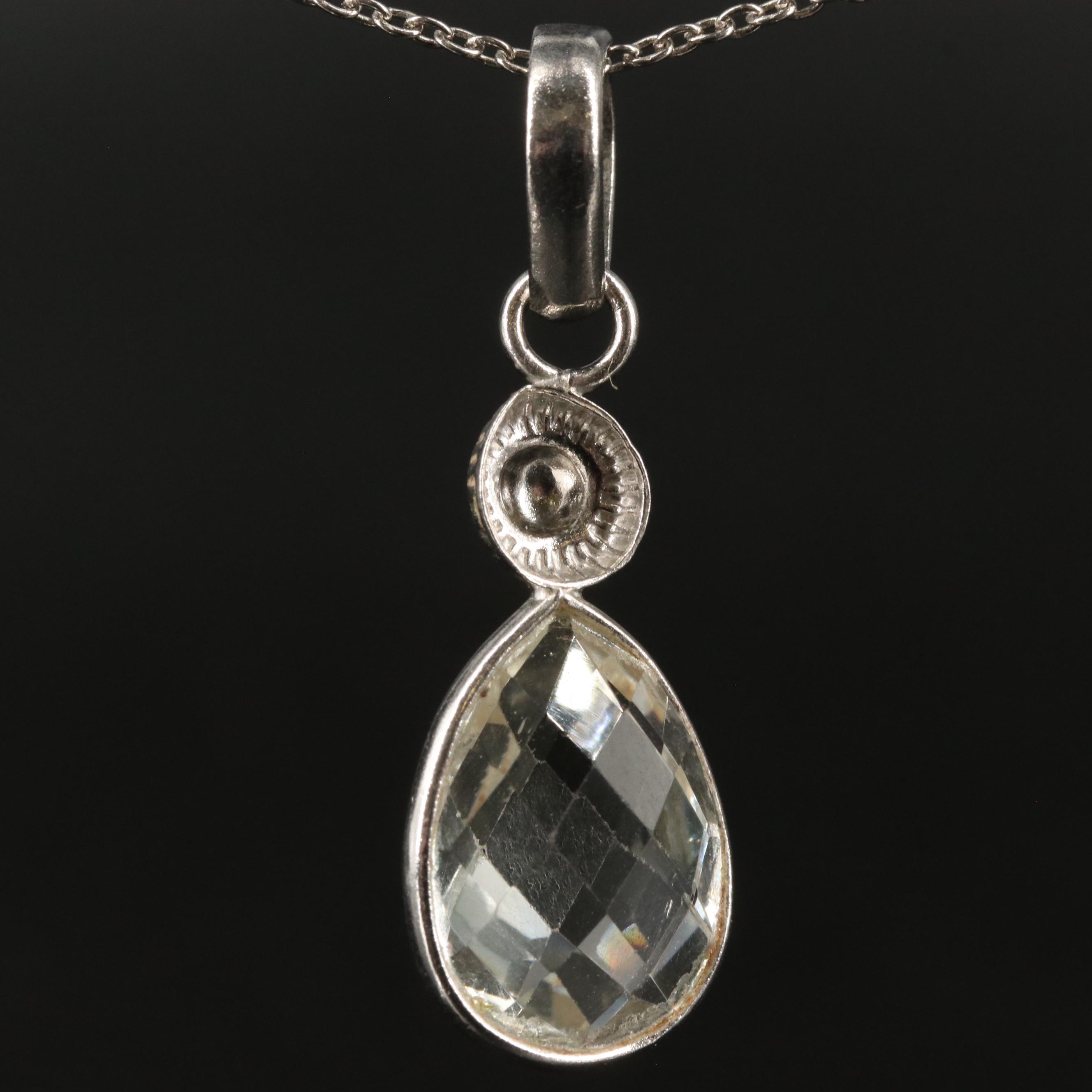 Sterling White Topaz Pendant Necklace
