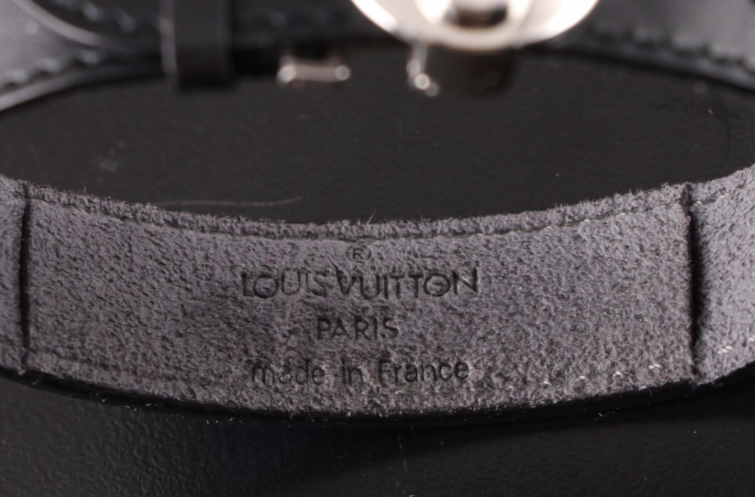 Louis Vuitton "Good Luck" Bracelet in Embossed Black Leather