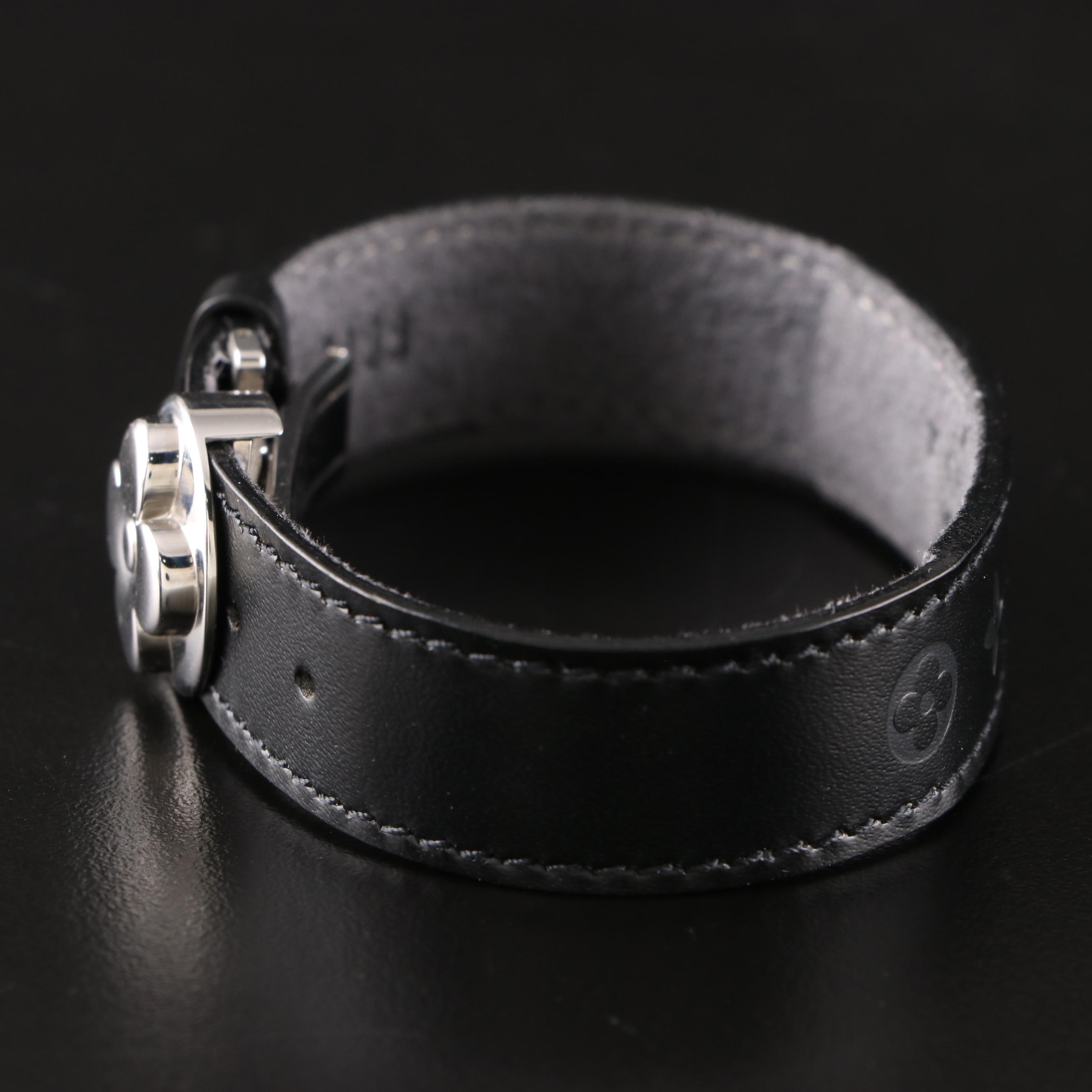 Louis Vuitton "Good Luck" Bracelet in Embossed Black Leather