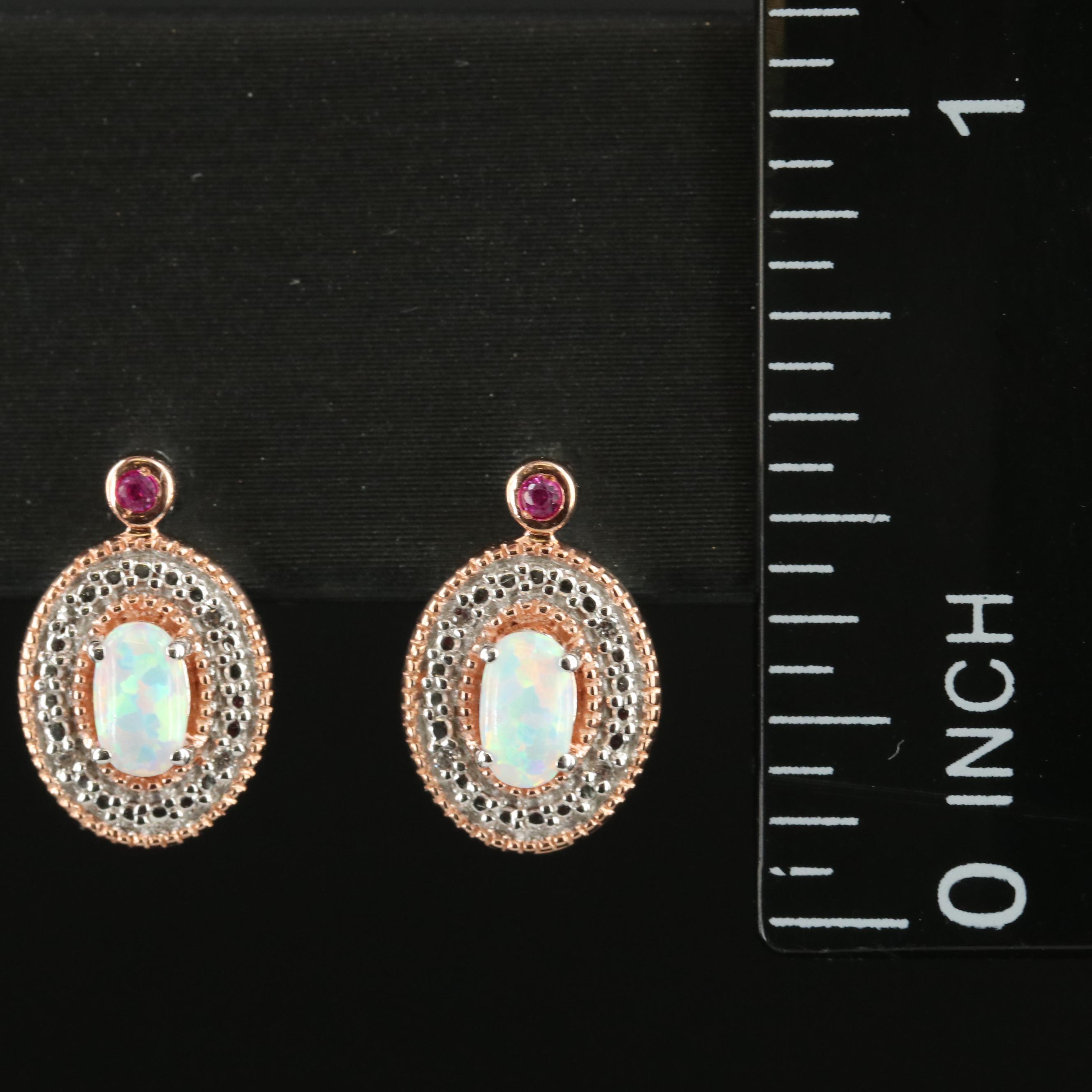 Sterling Opal and Sapphire Earrings