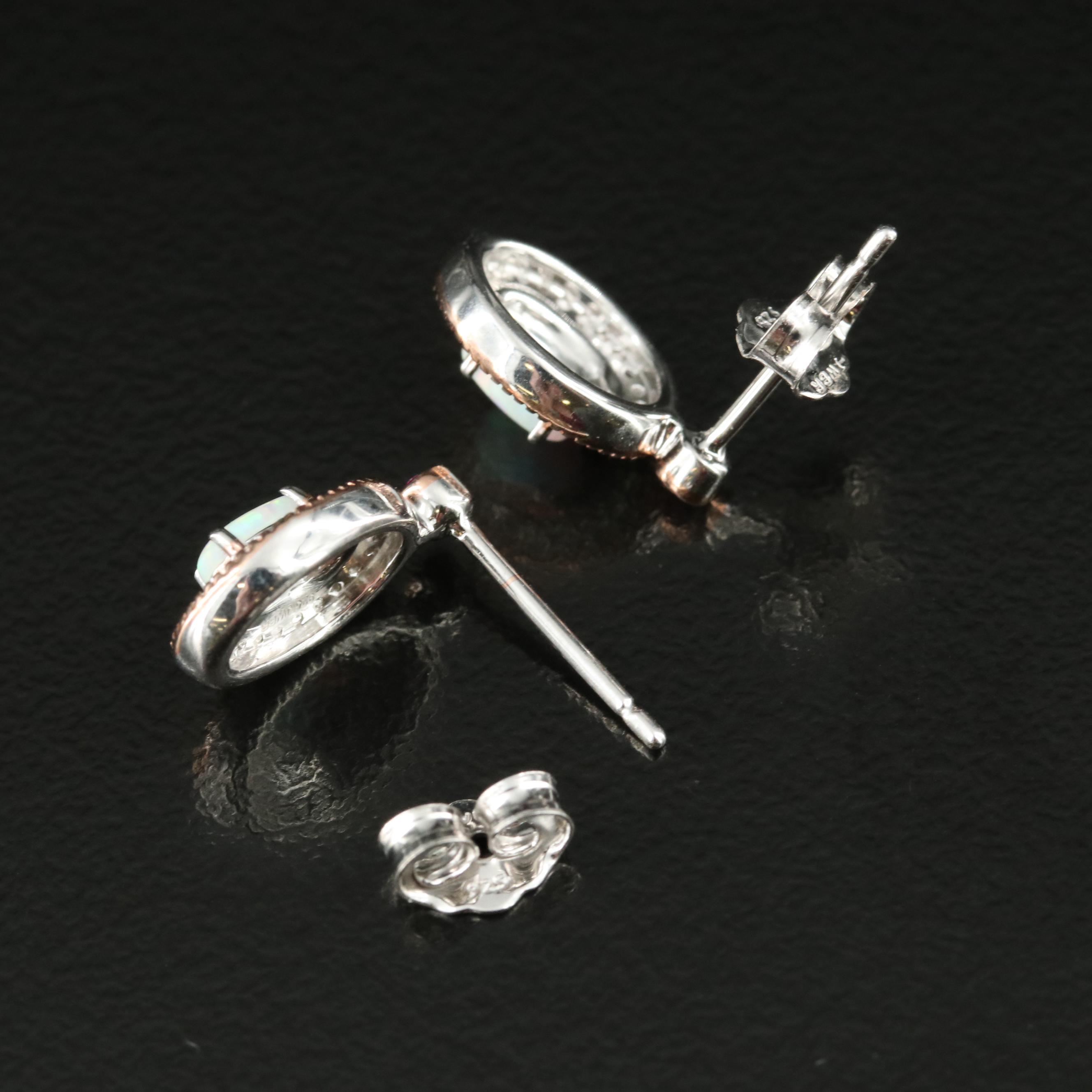 Sterling Opal and Sapphire Earrings