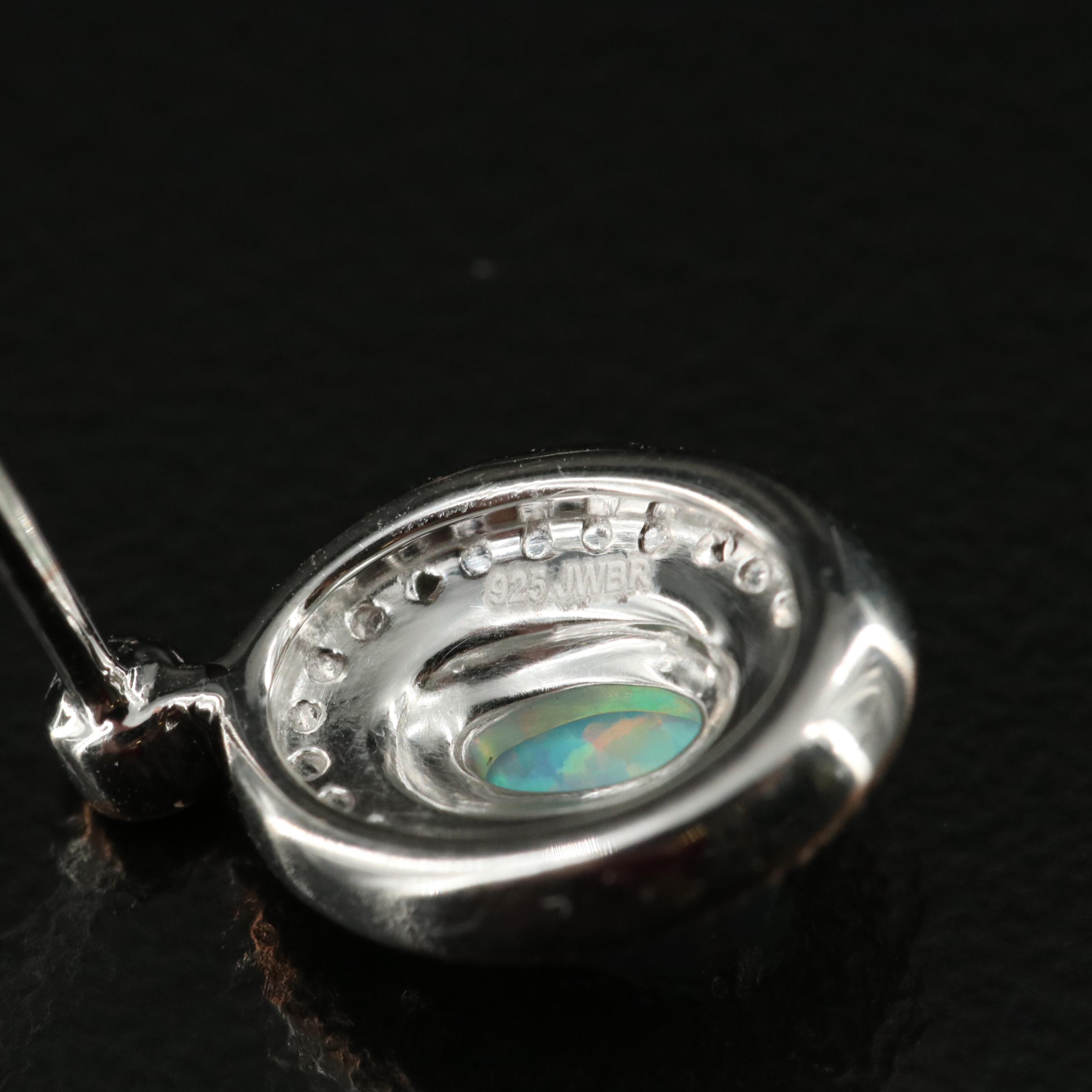 Sterling Opal and Sapphire Earrings