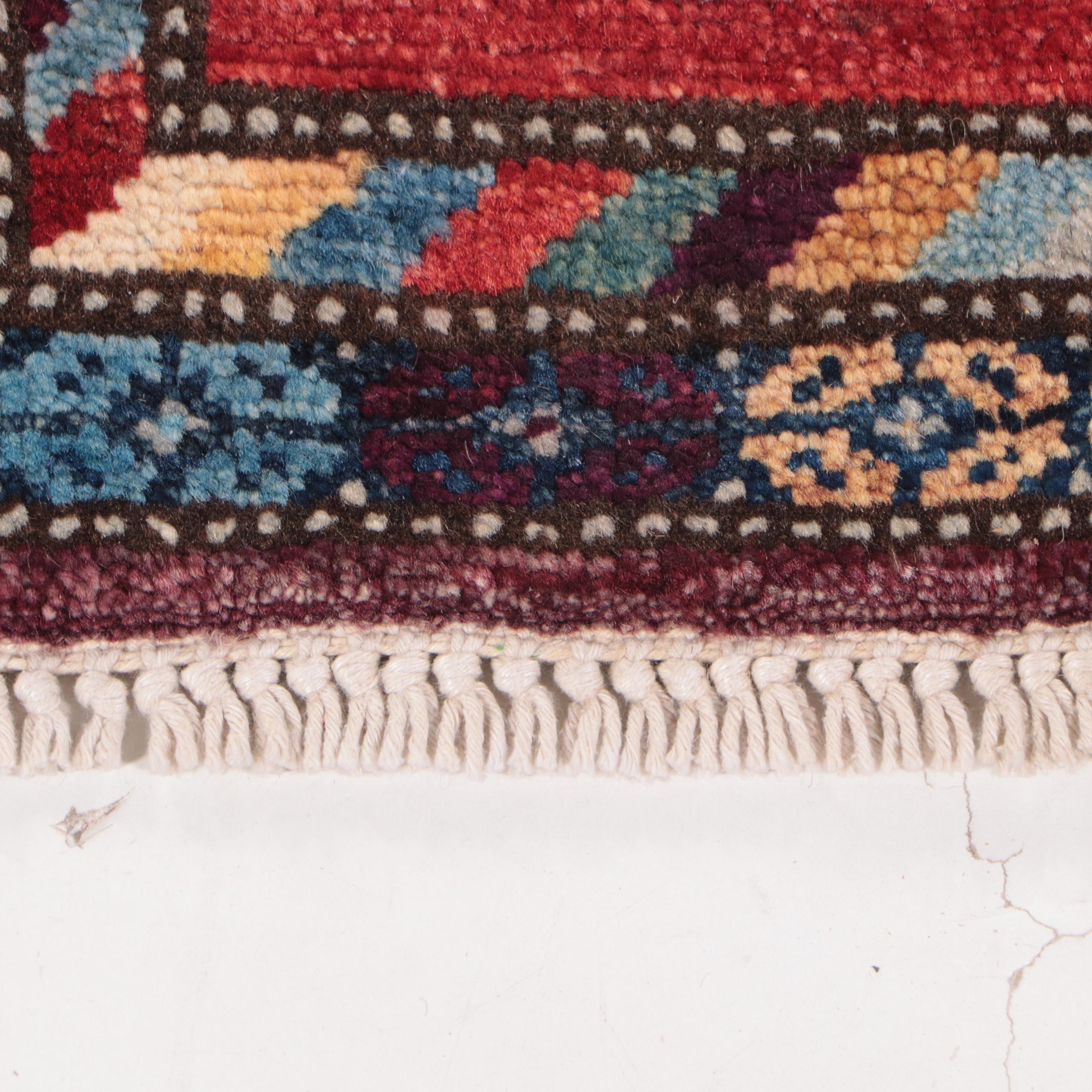 1'8 x 3'5 Hand-Knotted Turkish Village Style Accent  Rug