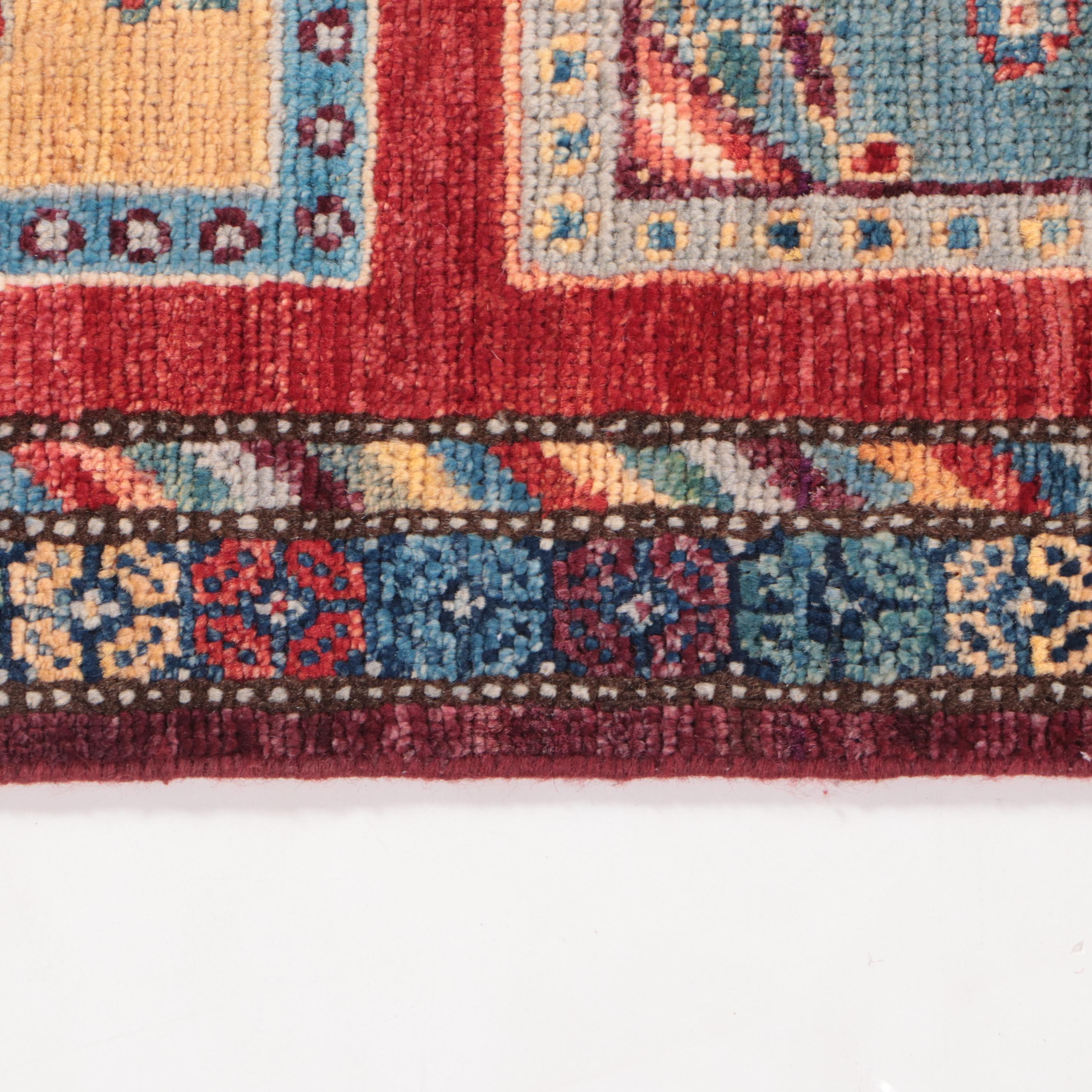 1'8 x 3'5 Hand-Knotted Turkish Village Style Accent  Rug