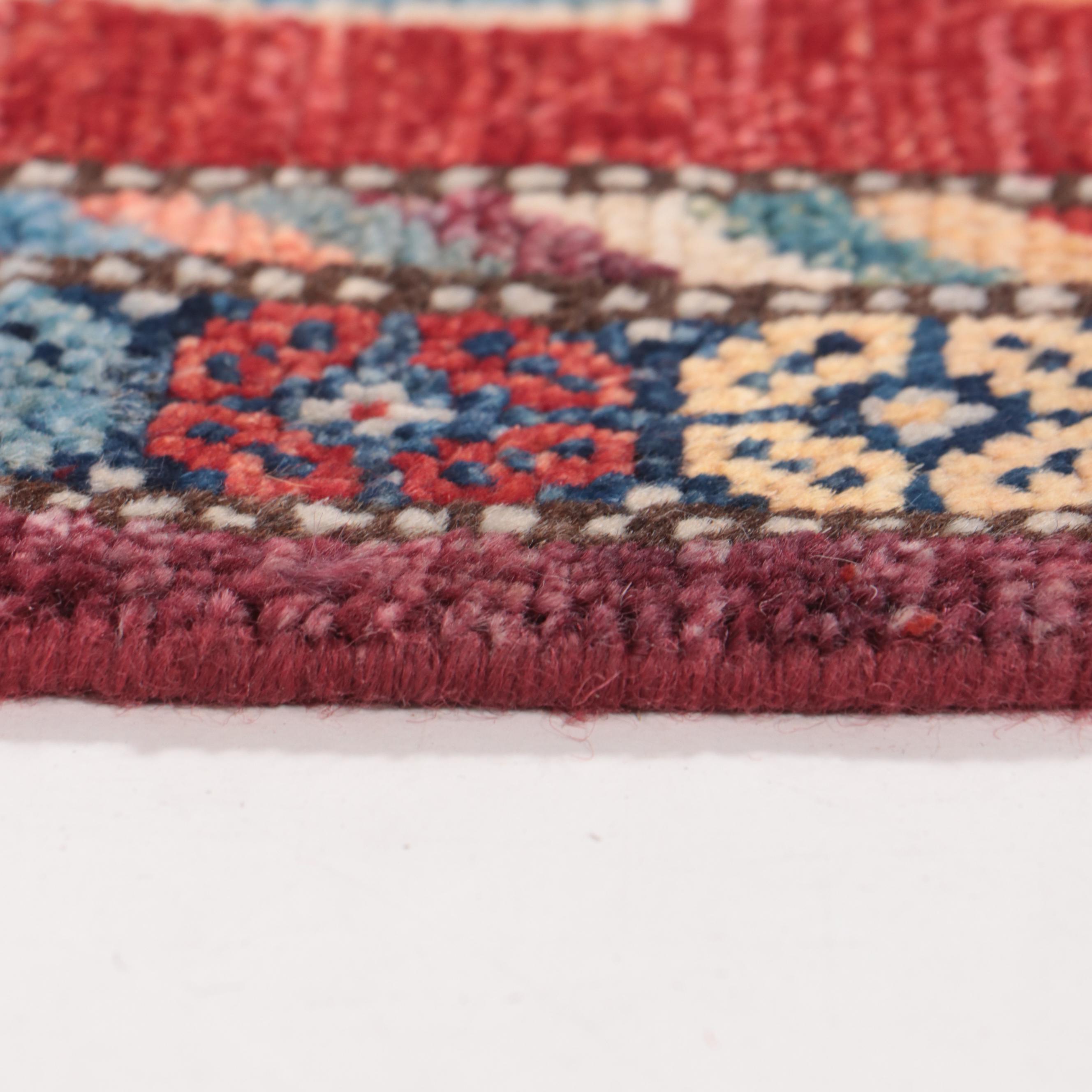 1'8 x 3'5 Hand-Knotted Turkish Village Style Accent  Rug