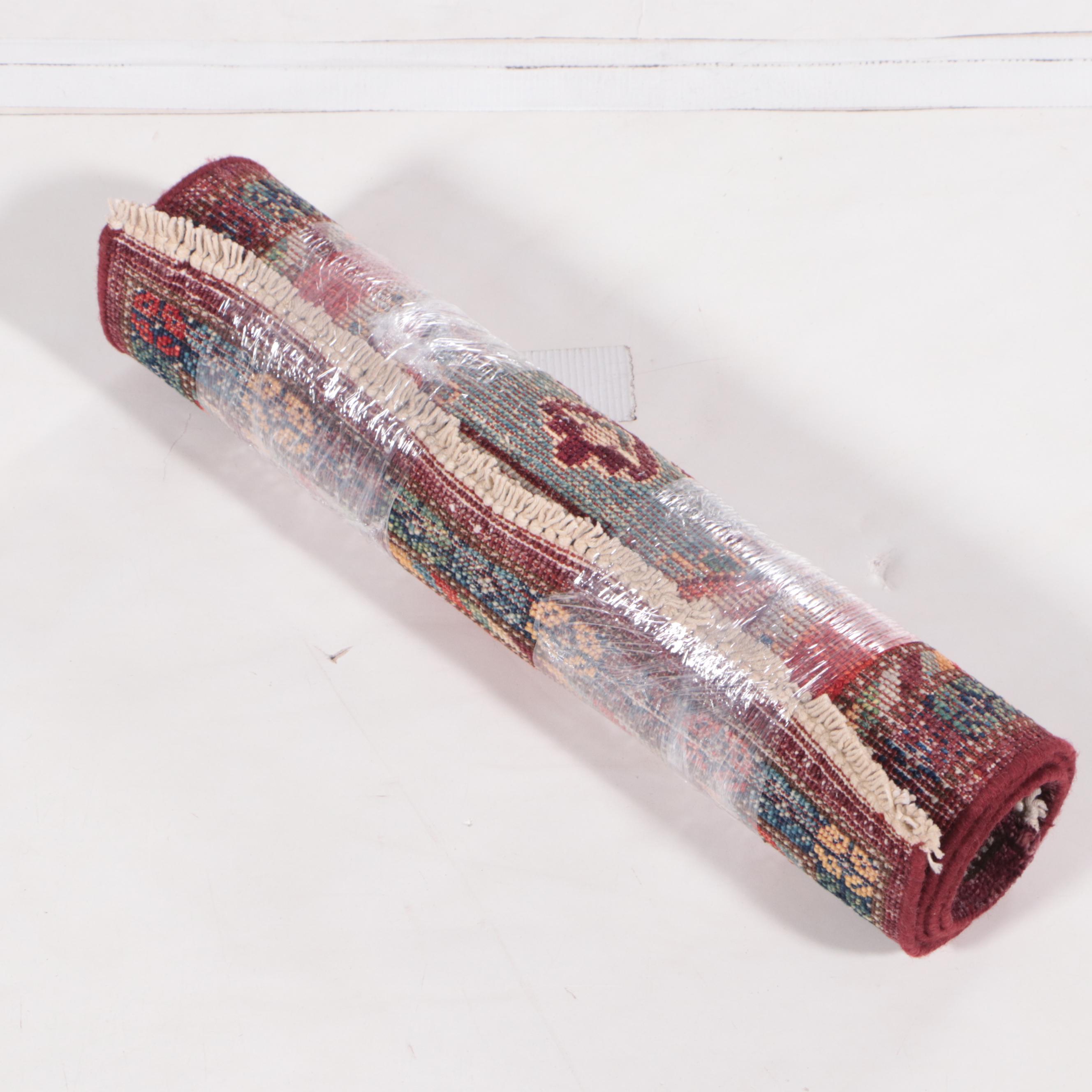 1'8 x 3'5 Hand-Knotted Turkish Village Style Accent  Rug