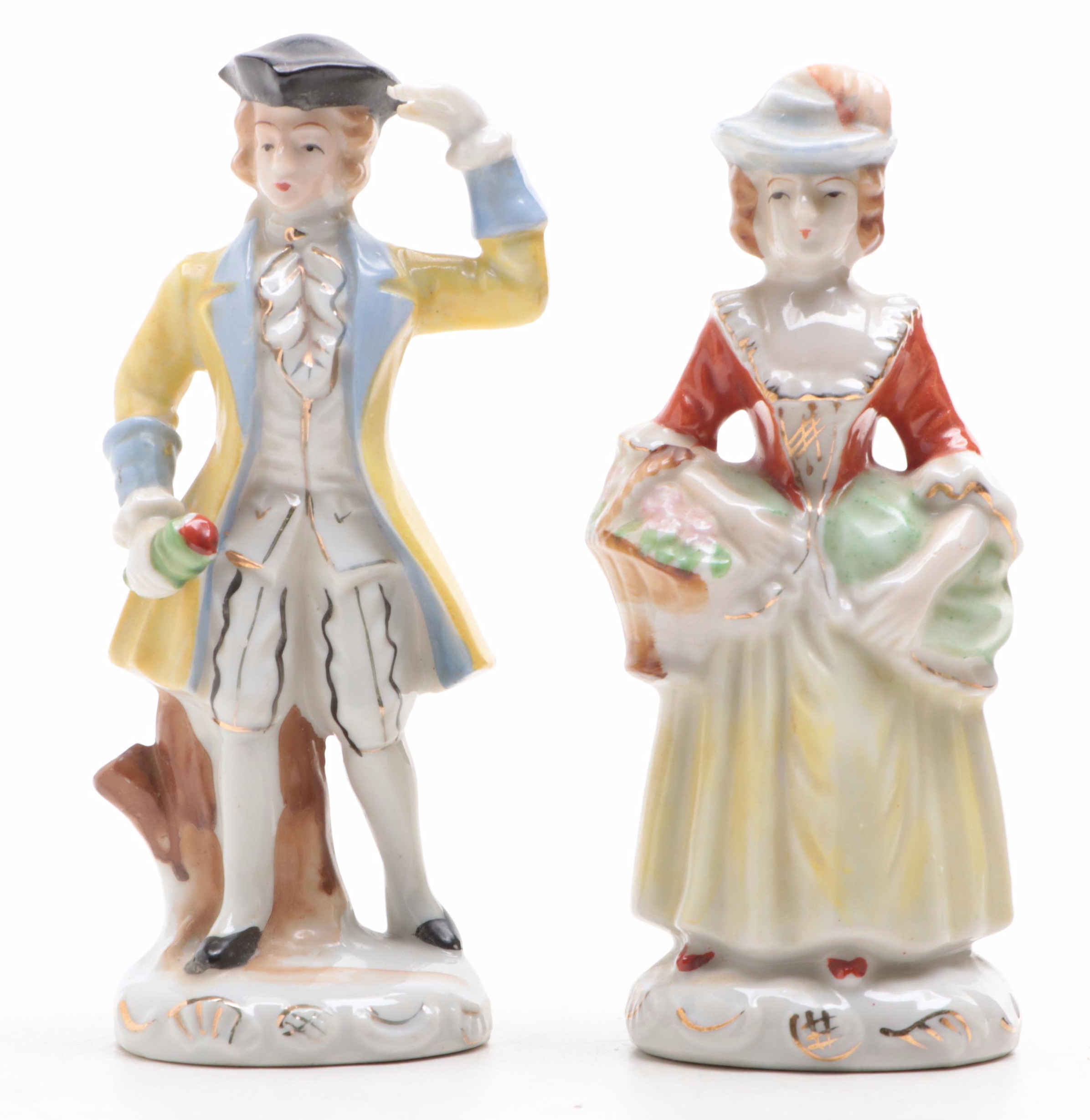 German Style and Other Courting Couple Figurines, Early to Mid-20th Century
