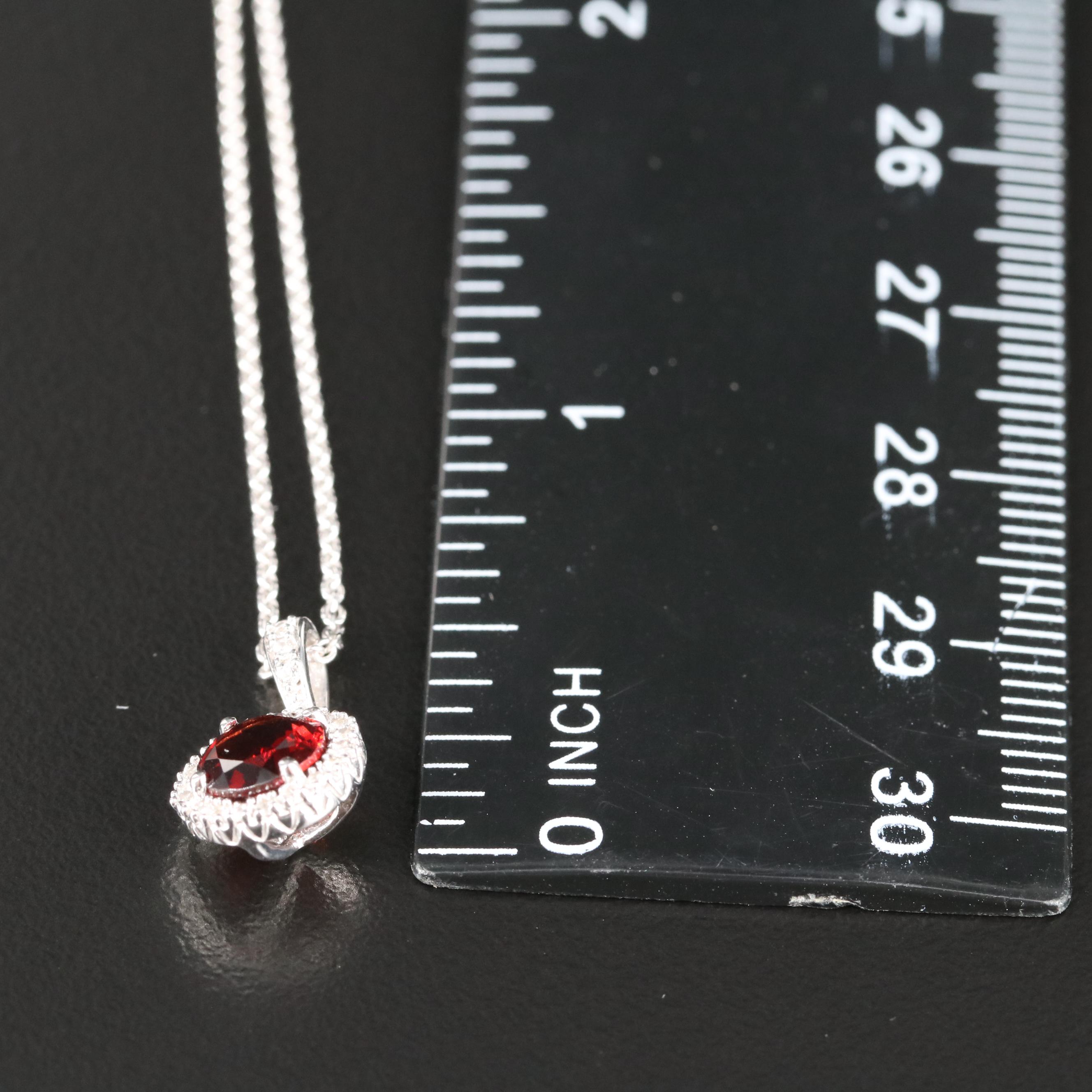 Sterling Garnet and Sapphire Pendant Necklace
