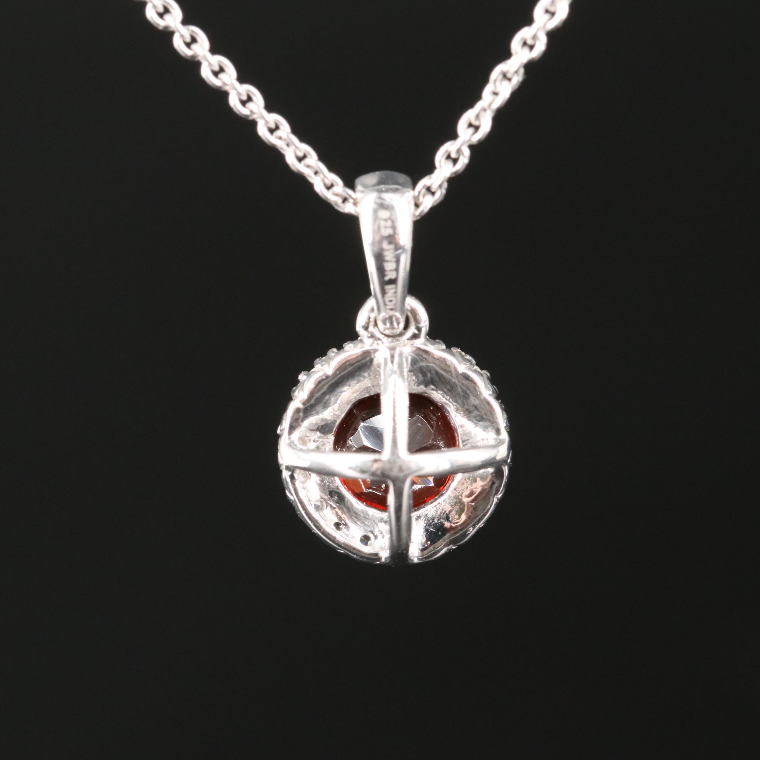 Sterling Garnet and Sapphire Pendant Necklace