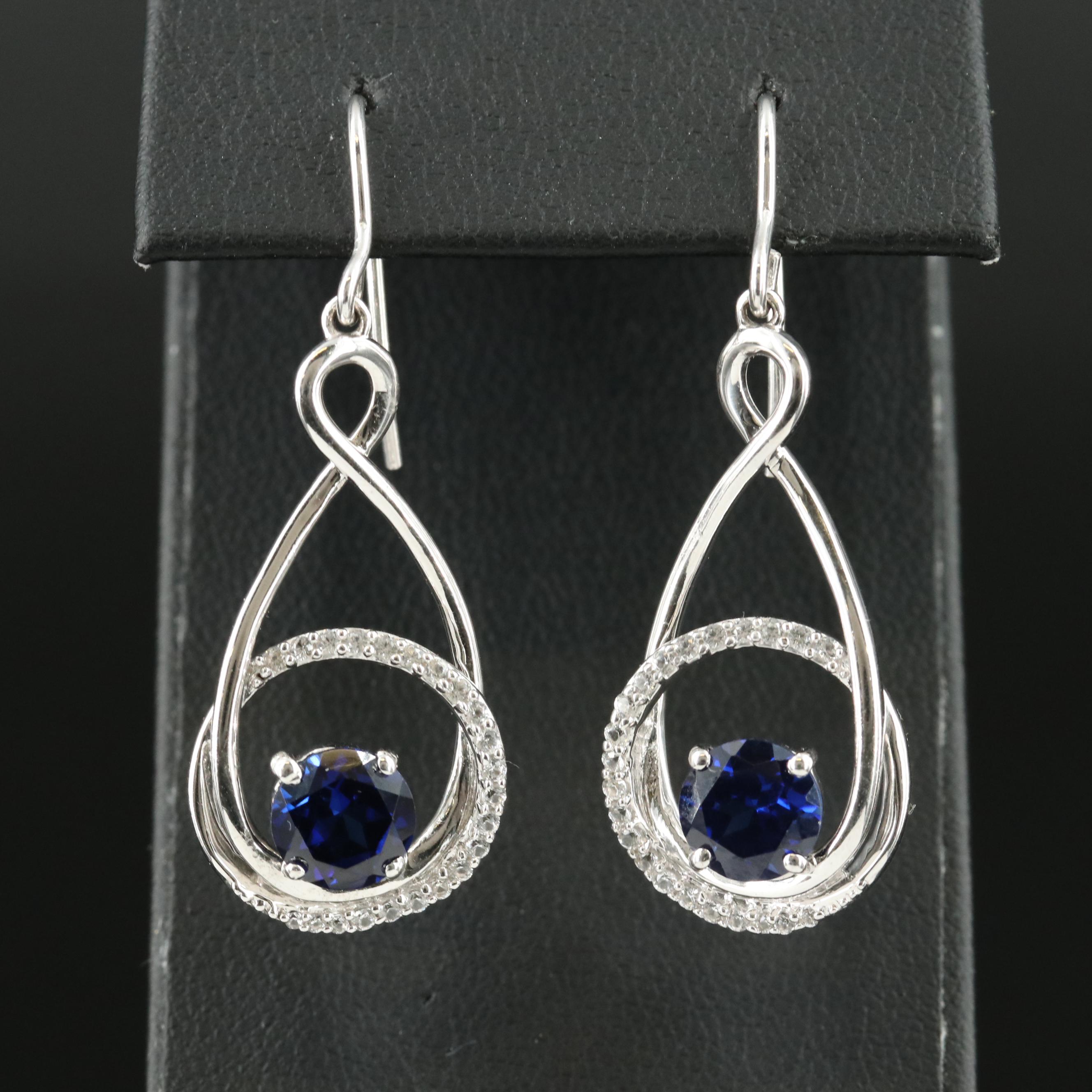 Sterling Sapphire Twist Earrings