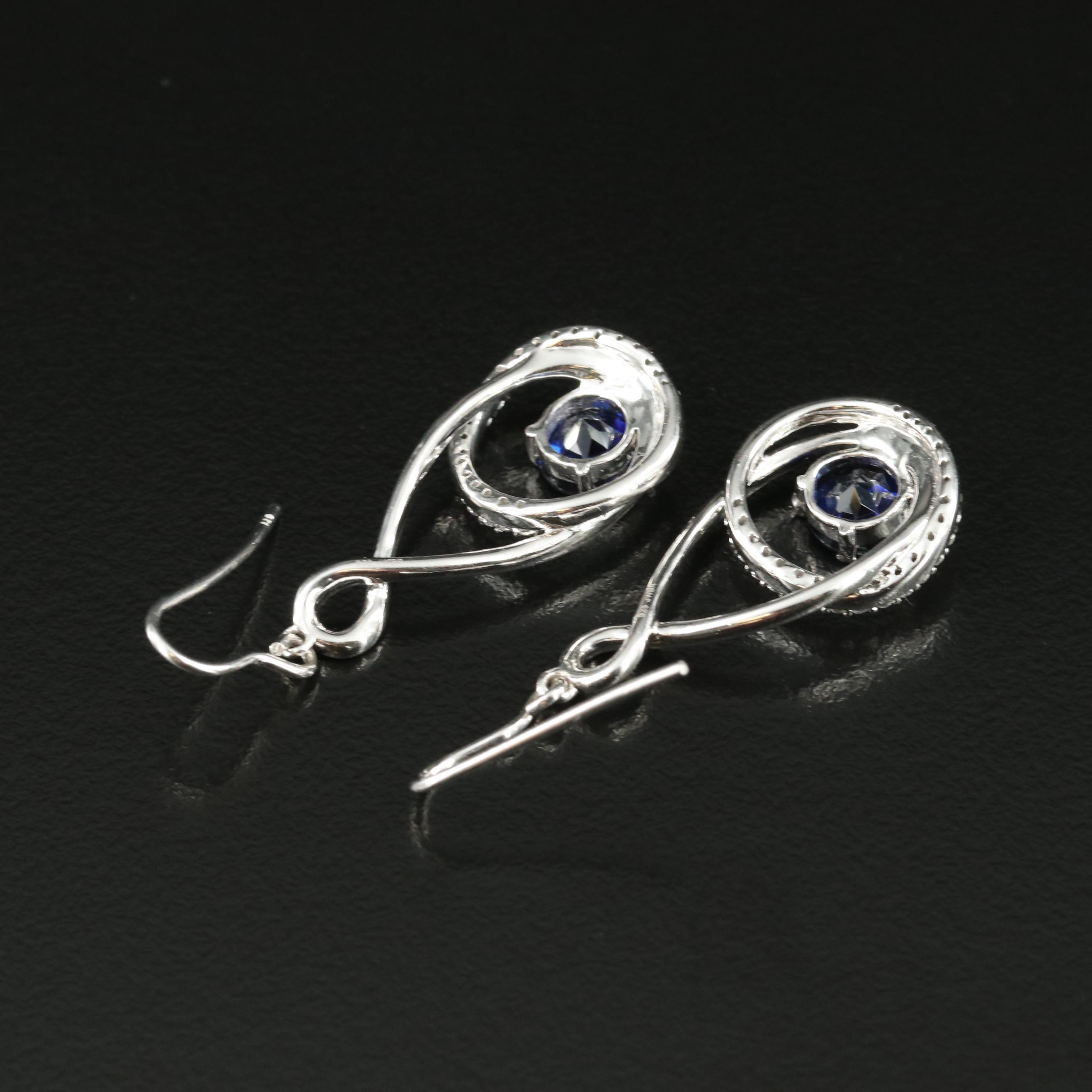 Sterling Sapphire Twist Earrings