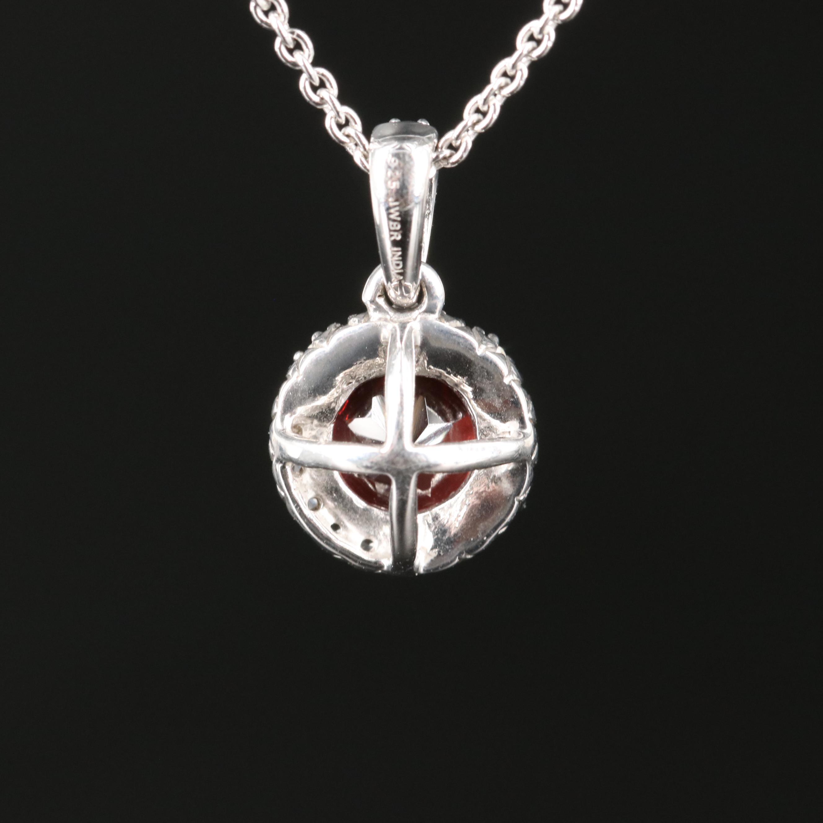 Sterling Garnet and Sapphire Pendant Necklace