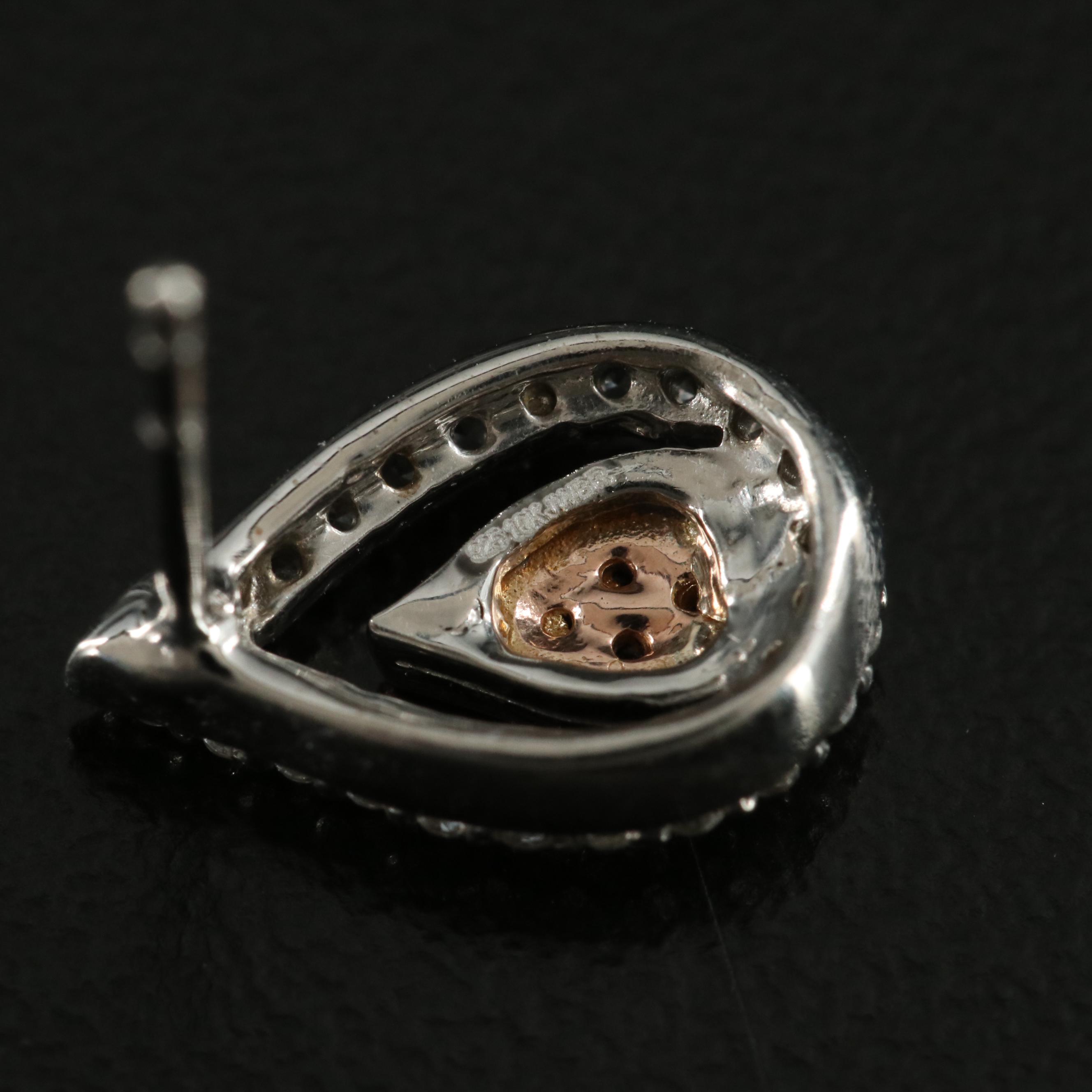 Sterling White Sapphire Teardrop Earrings with 10K Rose Gold Accents