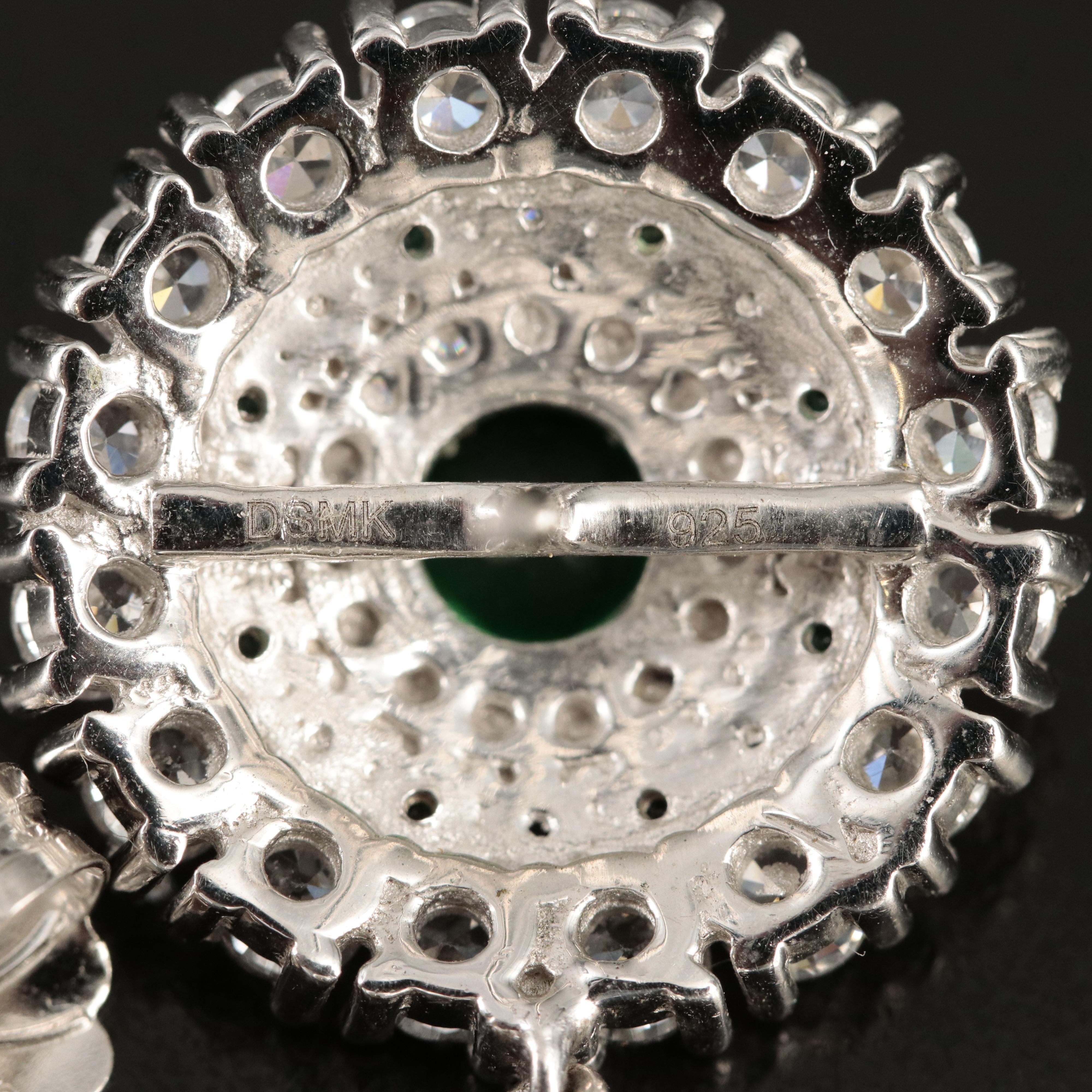 Sterling Cubic Zirconia, Glass and Faux Pearl Earrings