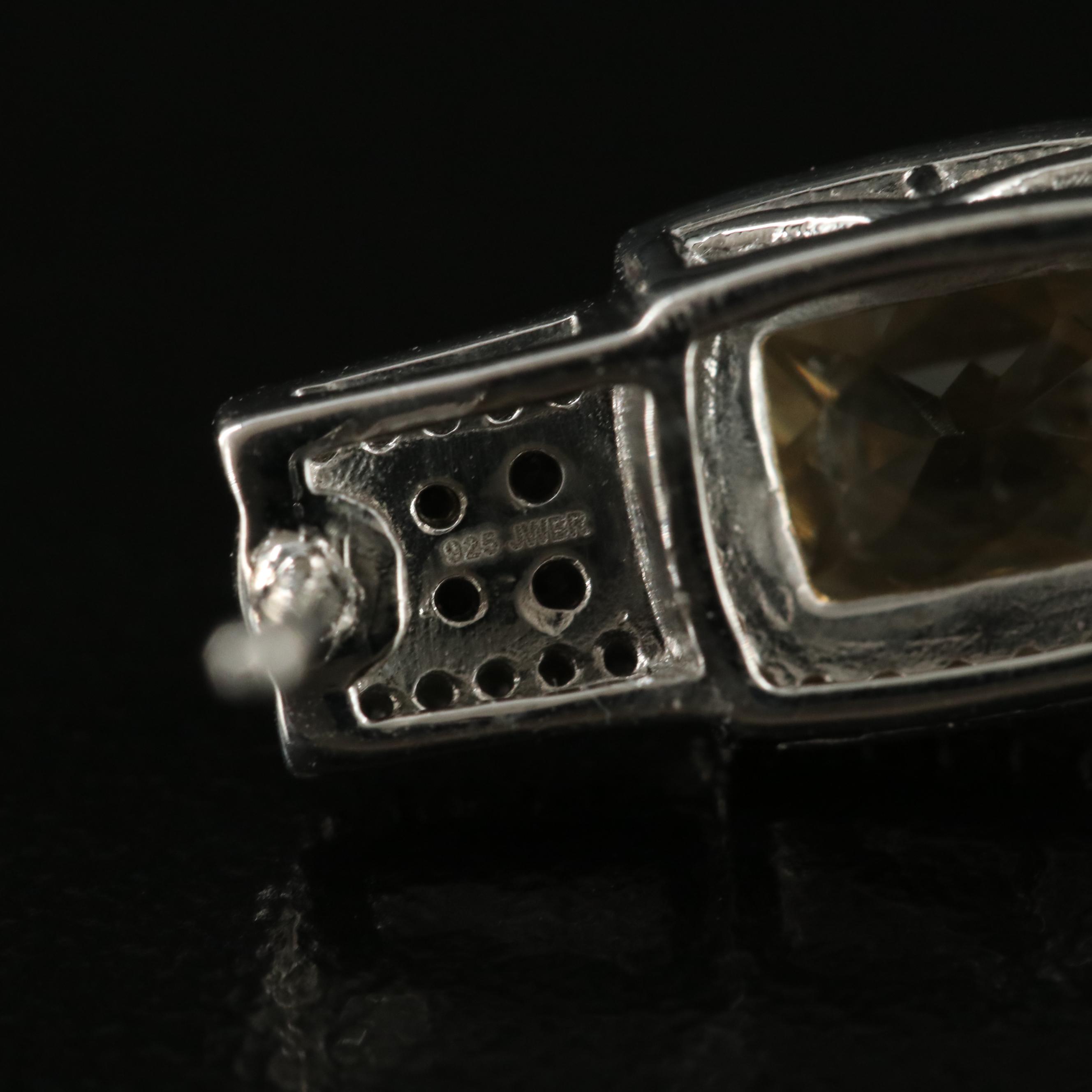 Sterling Citrine, Smoky Quartz and White Sapphire Earrings