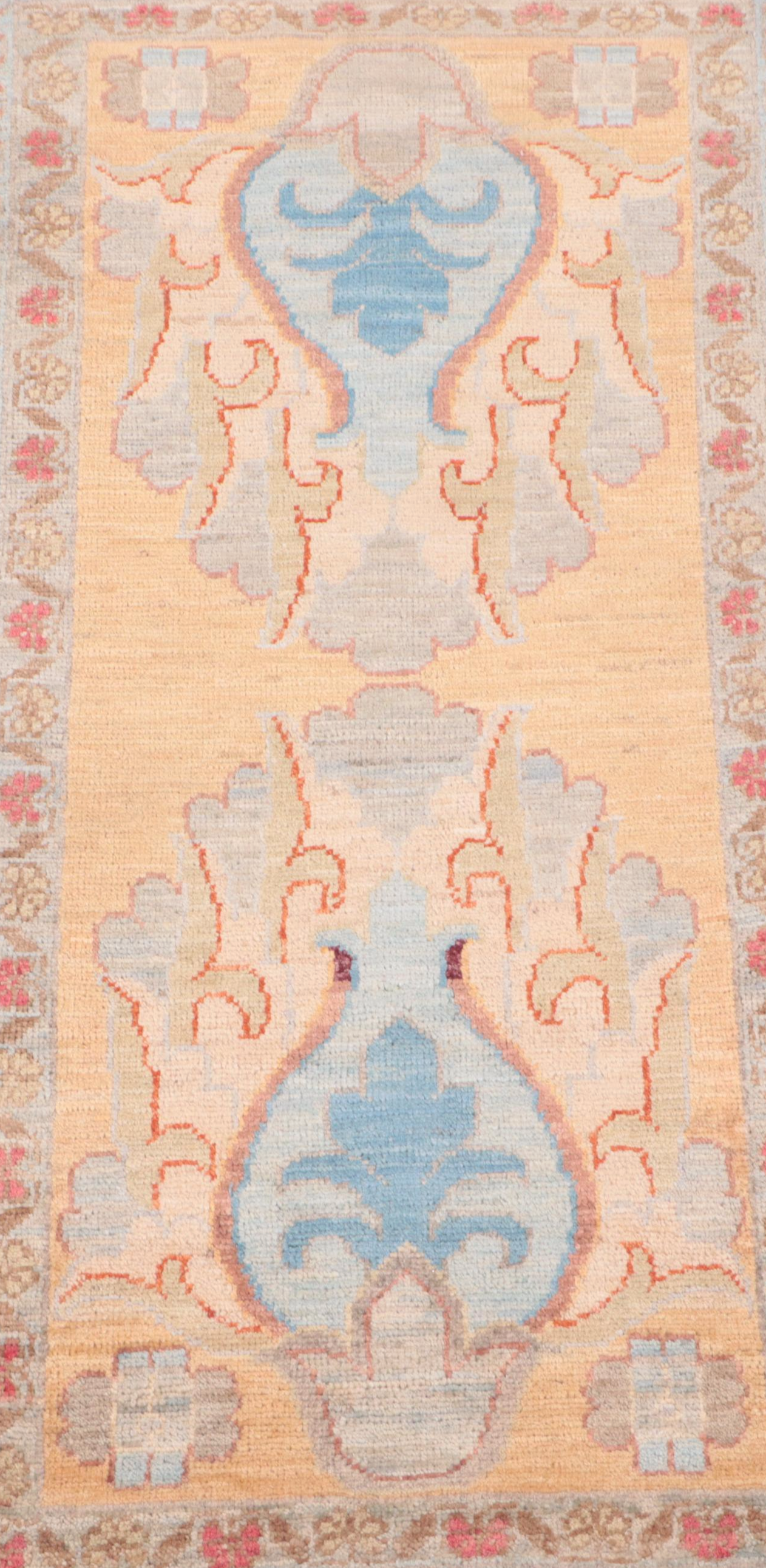 1'8 x 3'6 Hand-Knotted Indo-Turkish Hereke Accent Rug