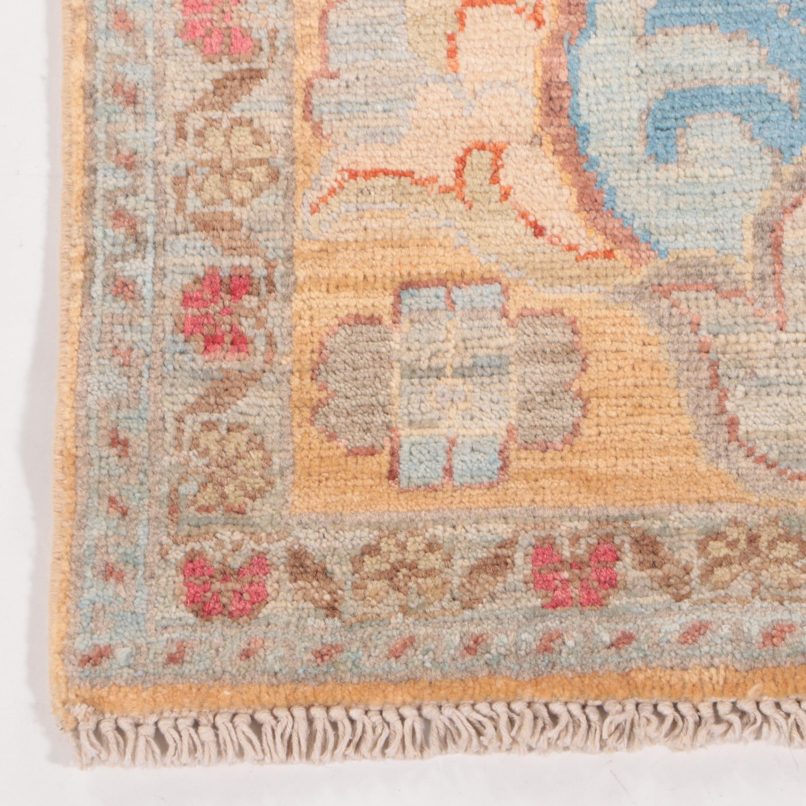 1'8 x 3'6 Hand-Knotted Indo-Turkish Hereke Accent Rug
