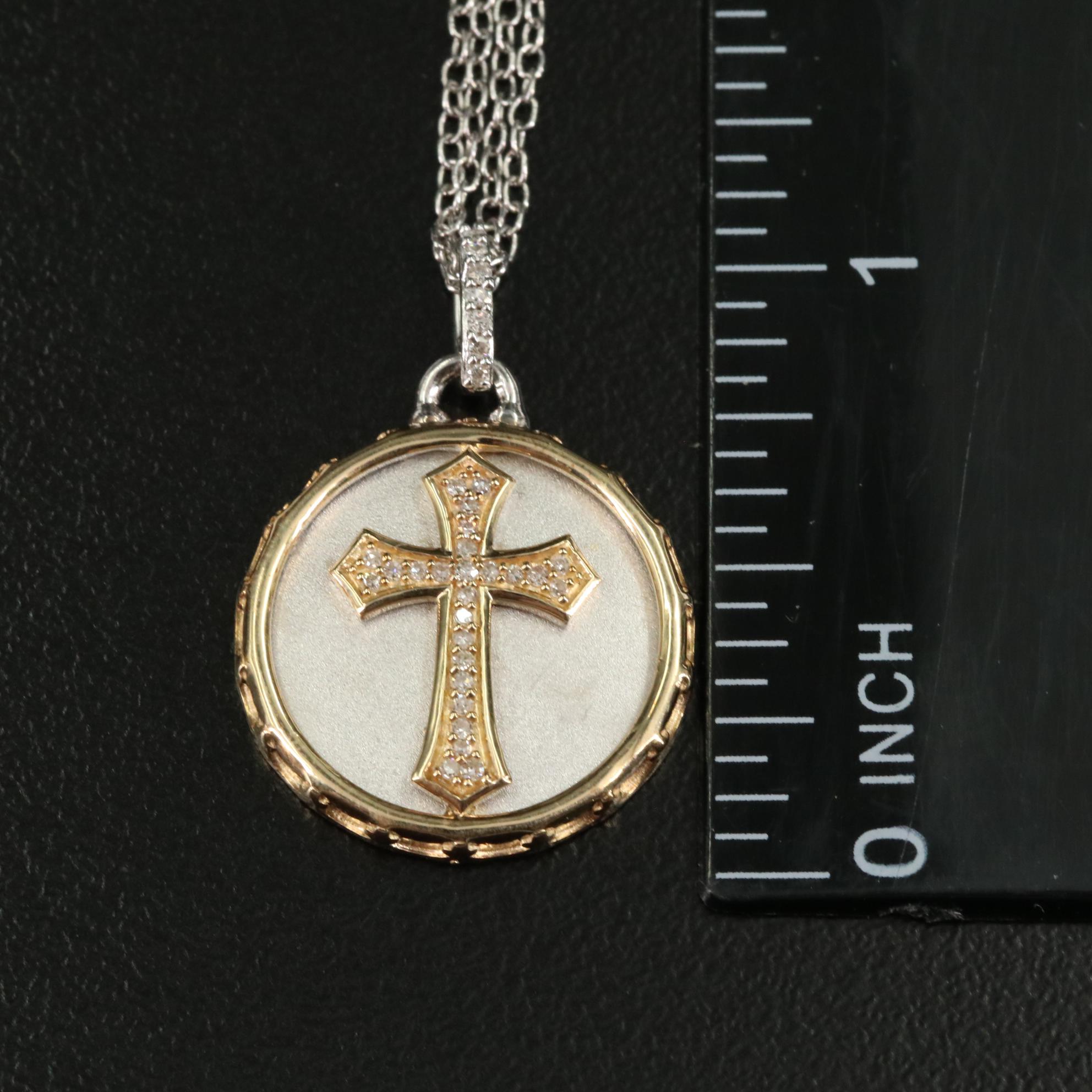 Sterling 0.11 CTW Diamond Cross Pendant Necklace