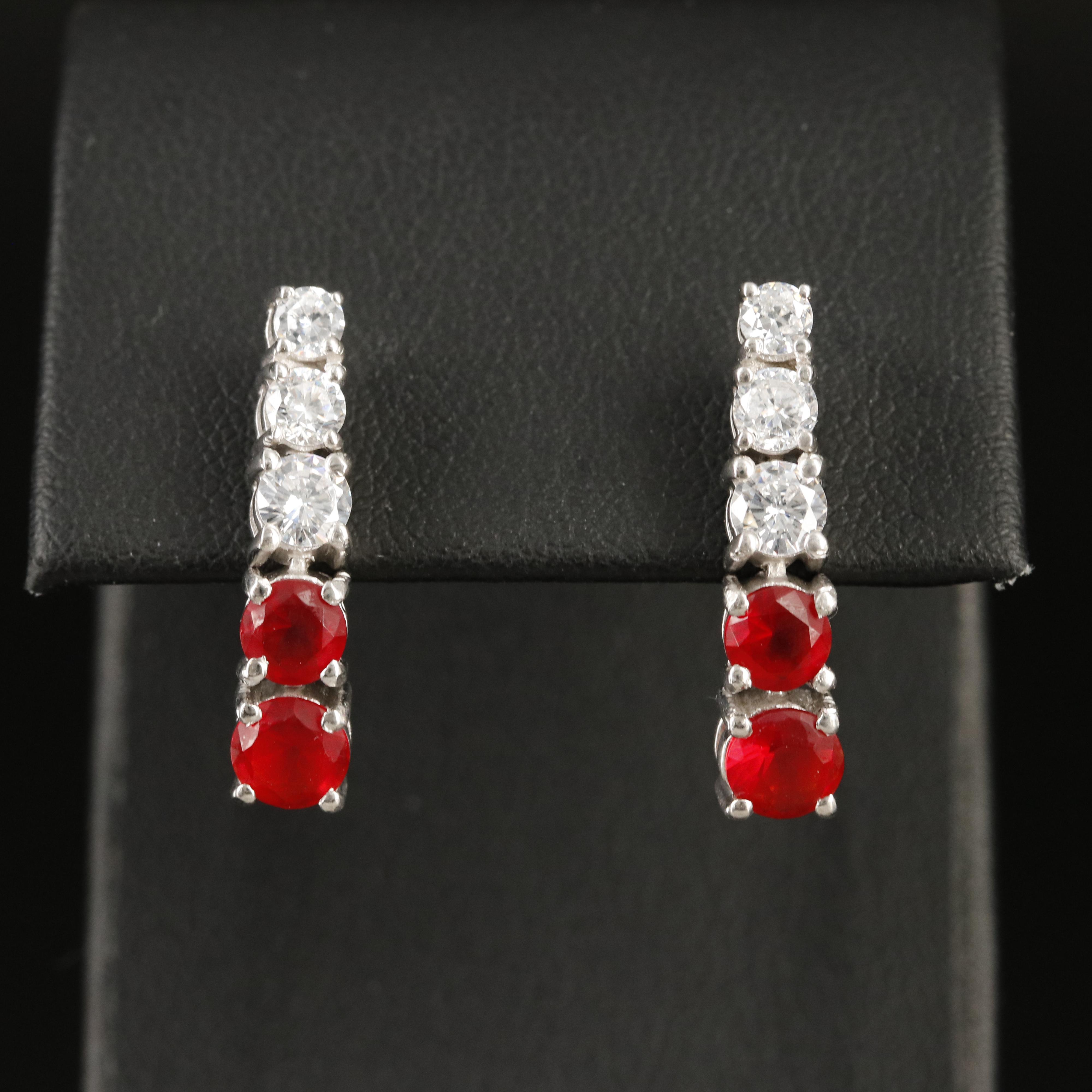 Sterling Cubic Zirconia and Glass Earrings