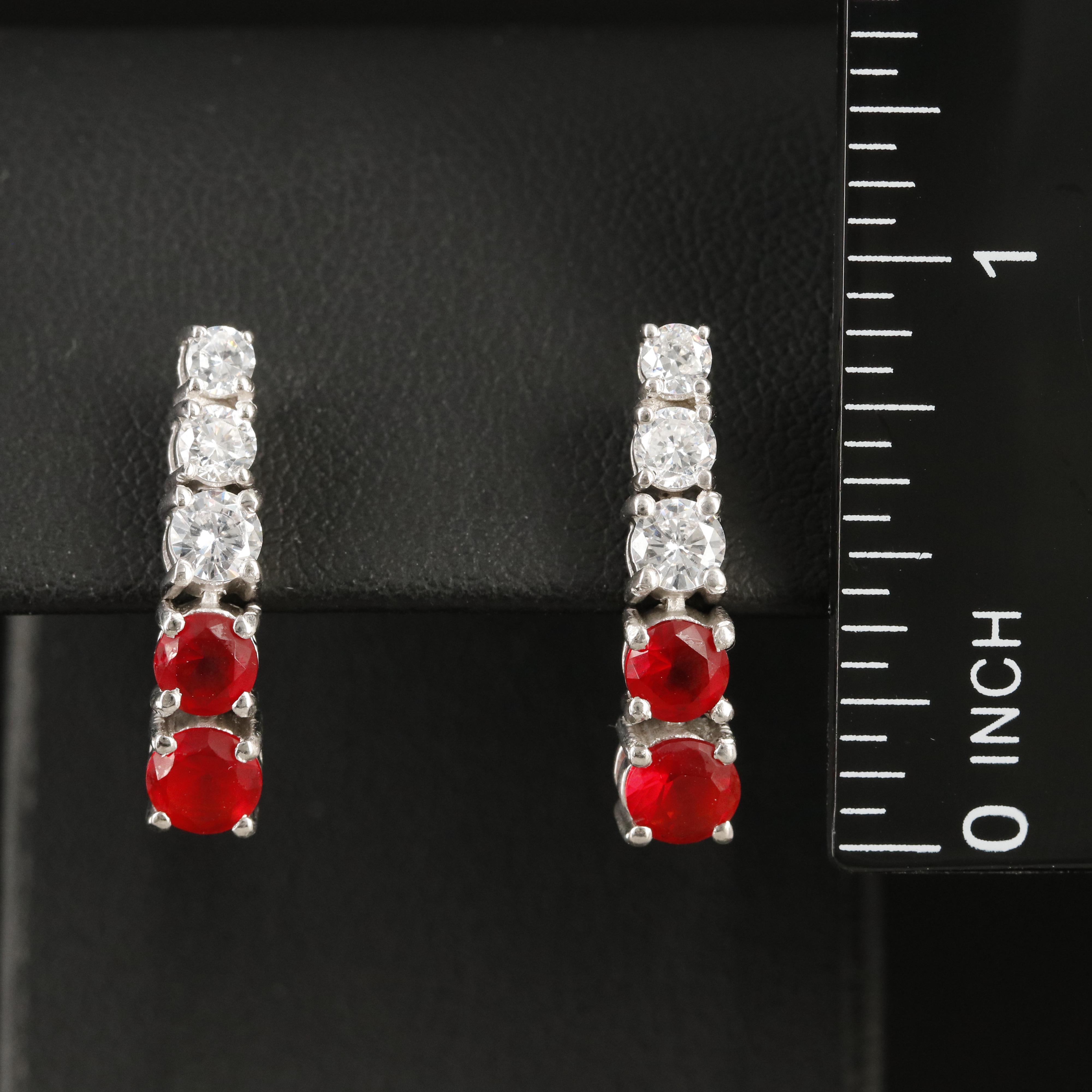 Sterling Cubic Zirconia and Glass Earrings