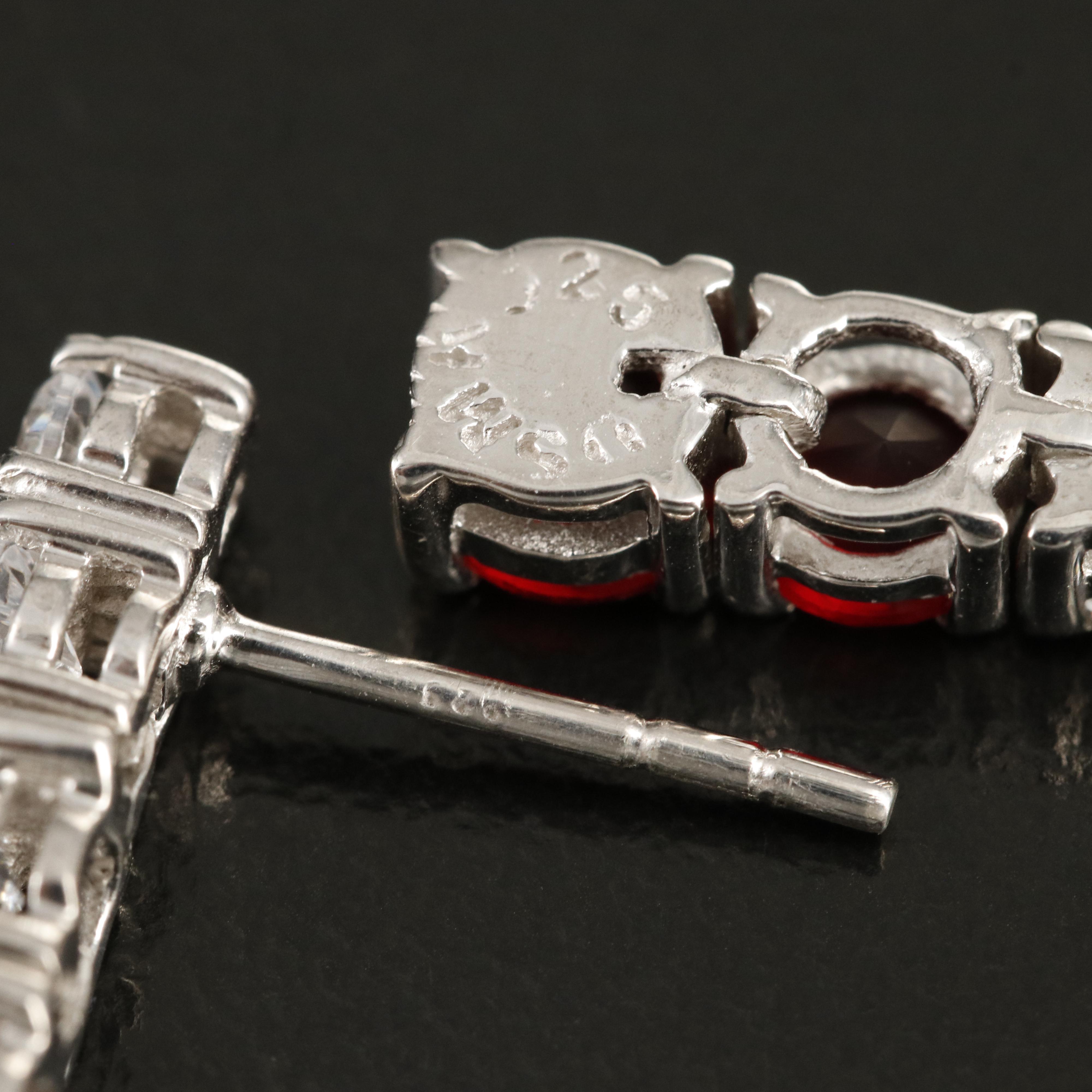 Sterling Cubic Zirconia and Glass Earrings