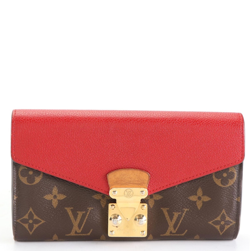 Louis Vuitton Monogram Pallas Wallet in Coated Canvas and Cherry Leather