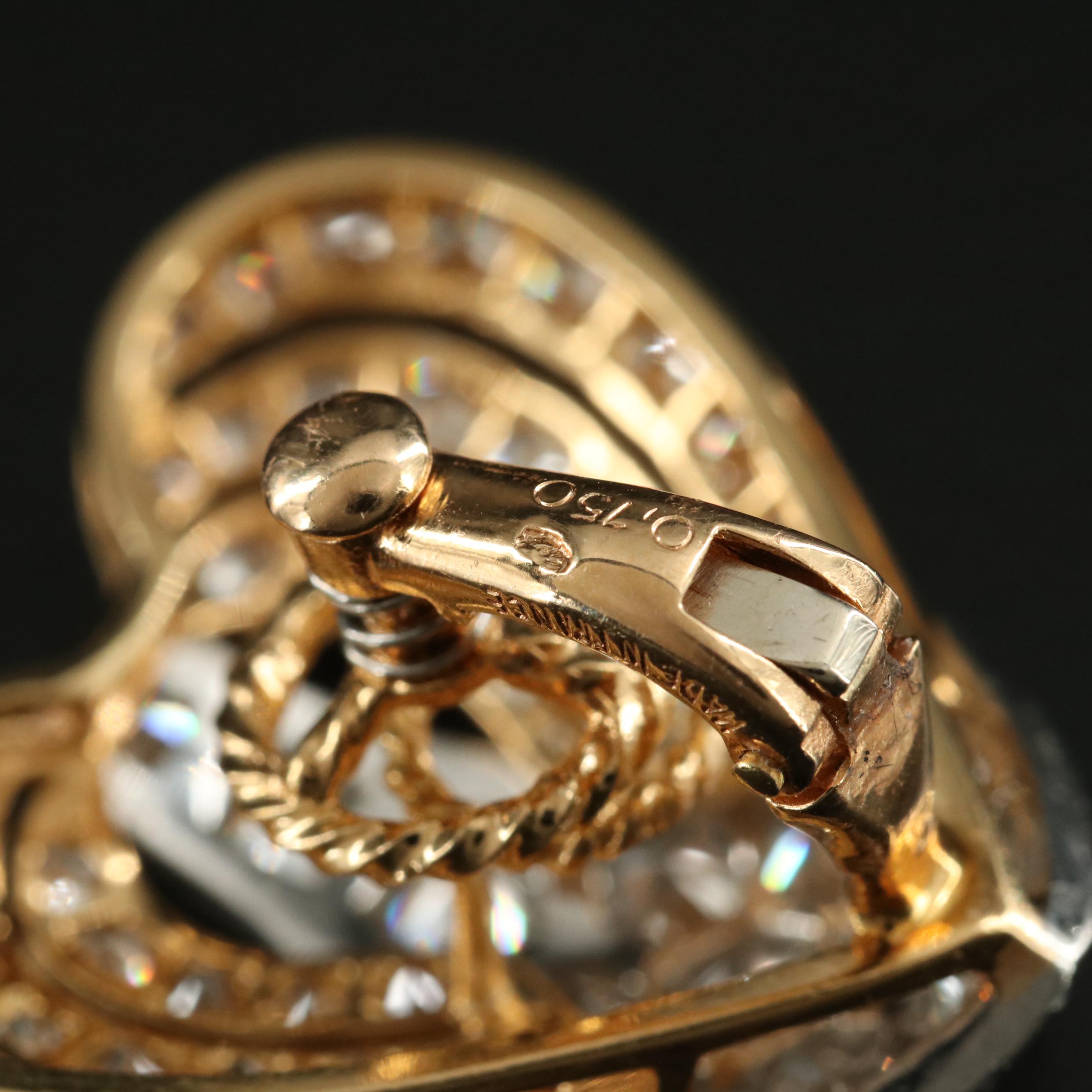 French 18K 5.75 CTW Diamond Heart Earrings with Platinum Accents