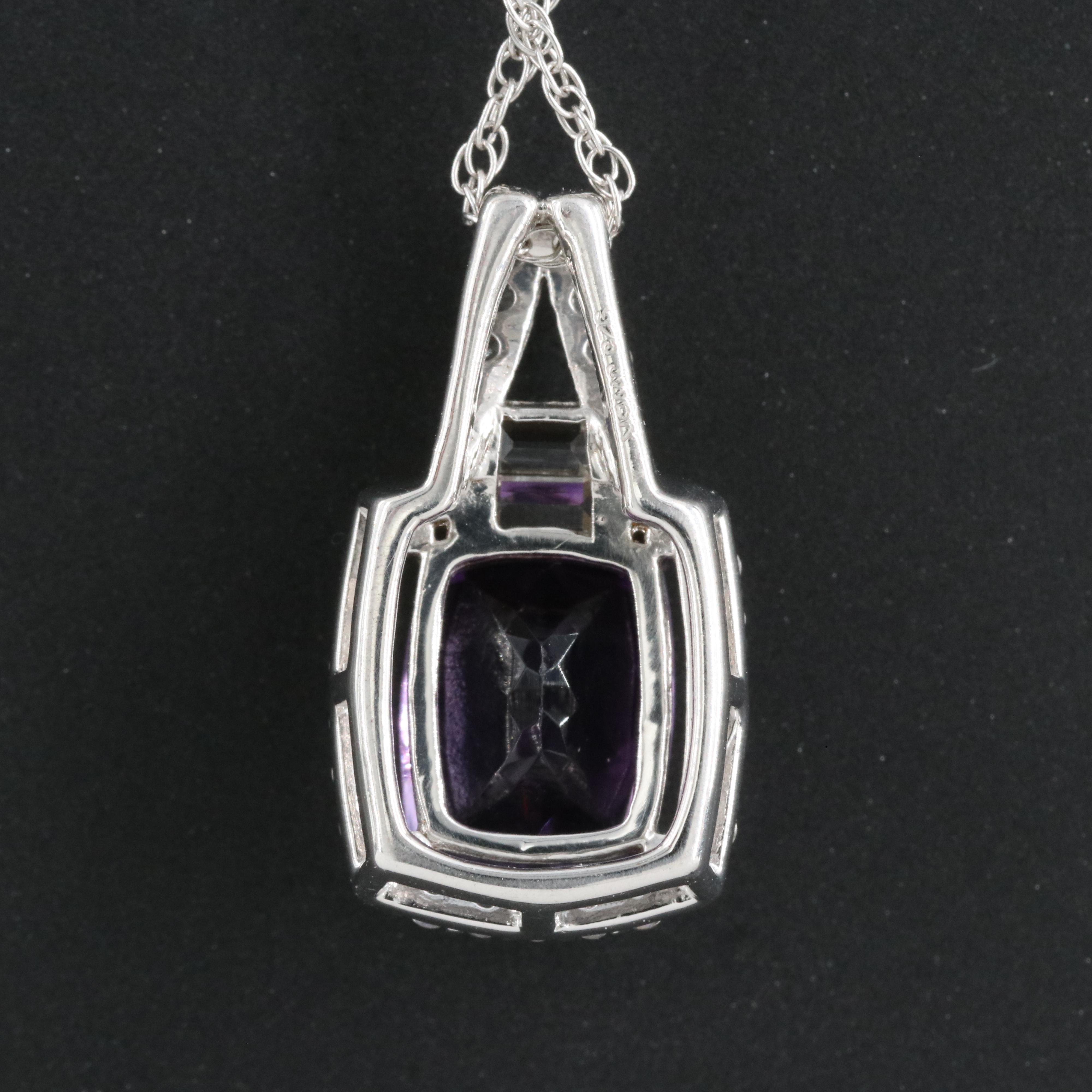 Sterling Amethyst and Sapphire Pendant Necklace