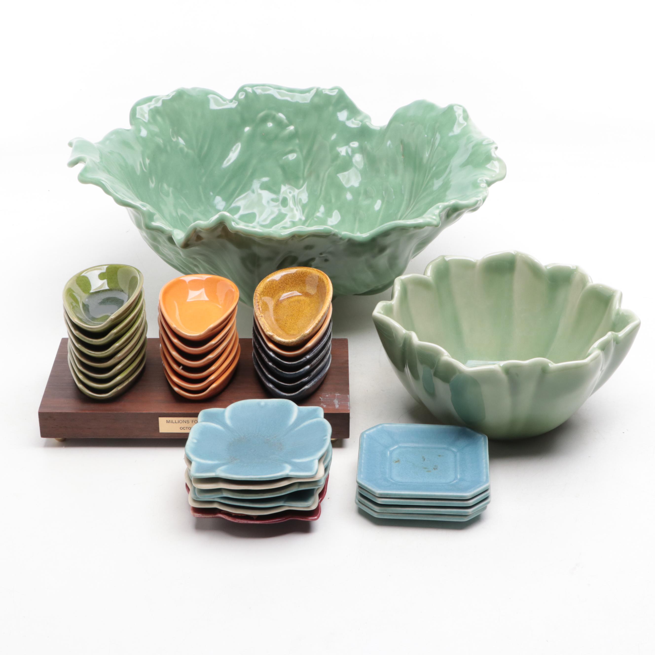 Rookwood Pottery Ceramic Serving Bowls, Spoon Rests and Ashtrays