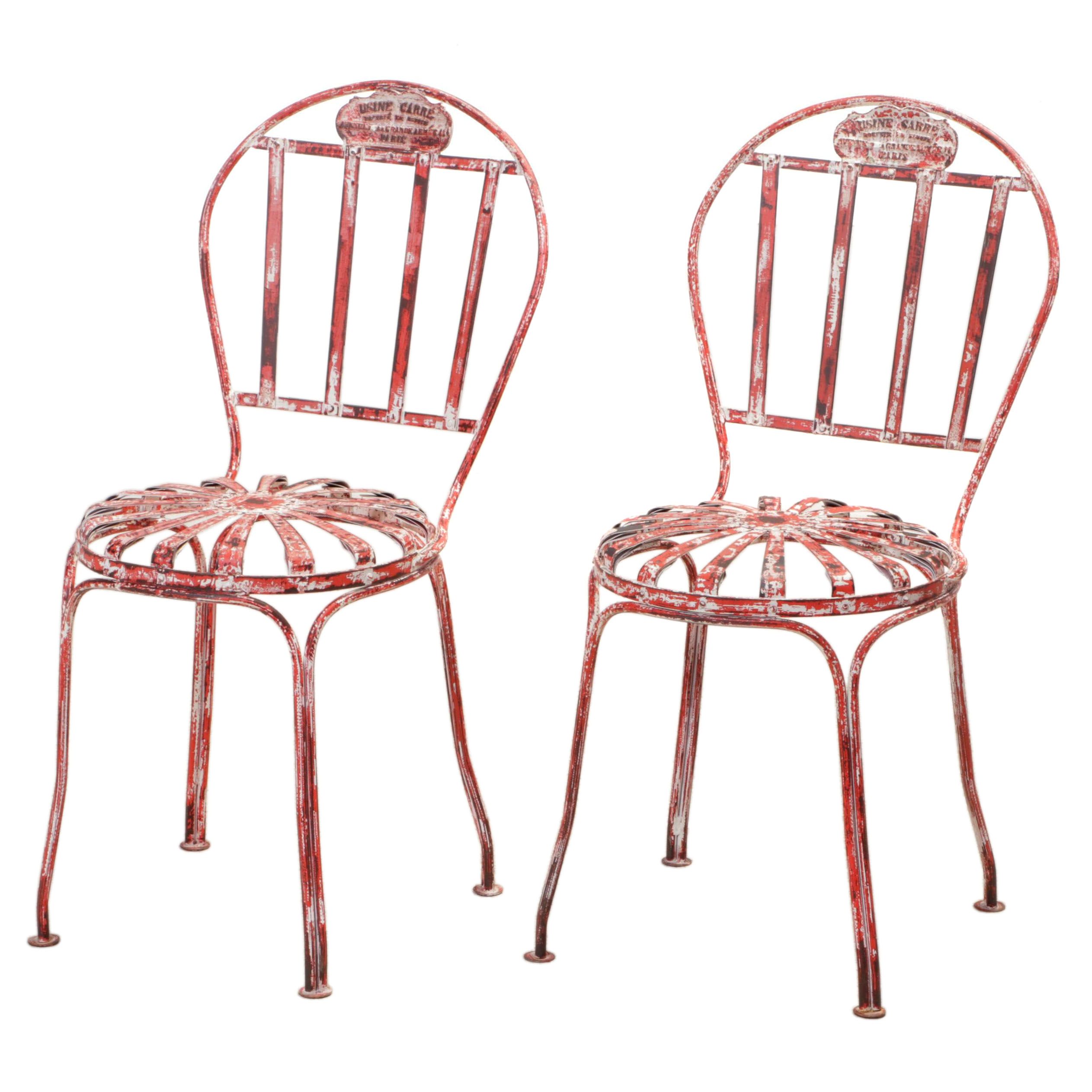 Pair of French Style Painted Iron Cafe Chairs