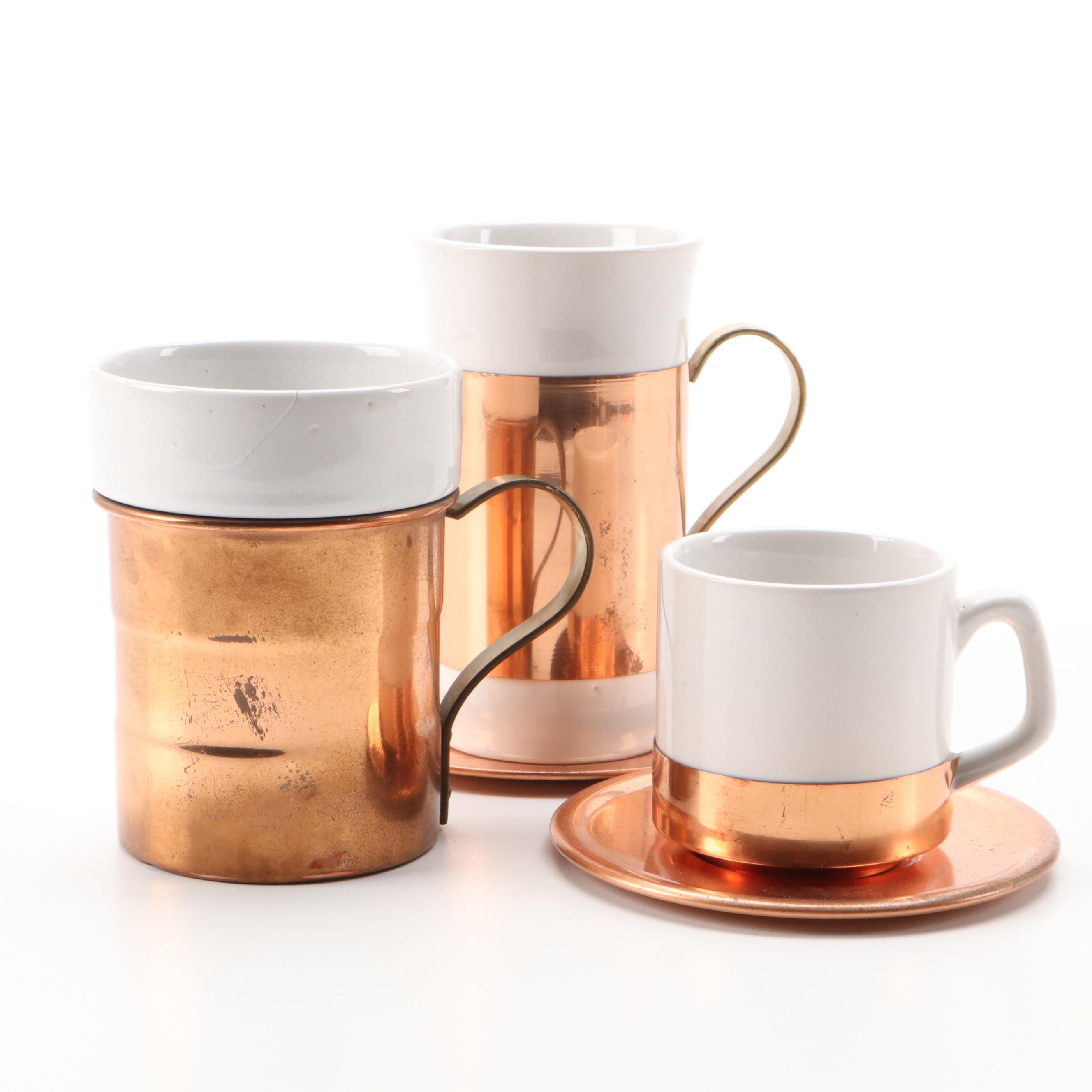 Copper and Ceramic Mugs with Mug Tree and More