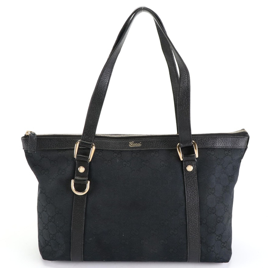 Gucci Abbey Tote in GG Monogram Canvas and Cinghiale Leather