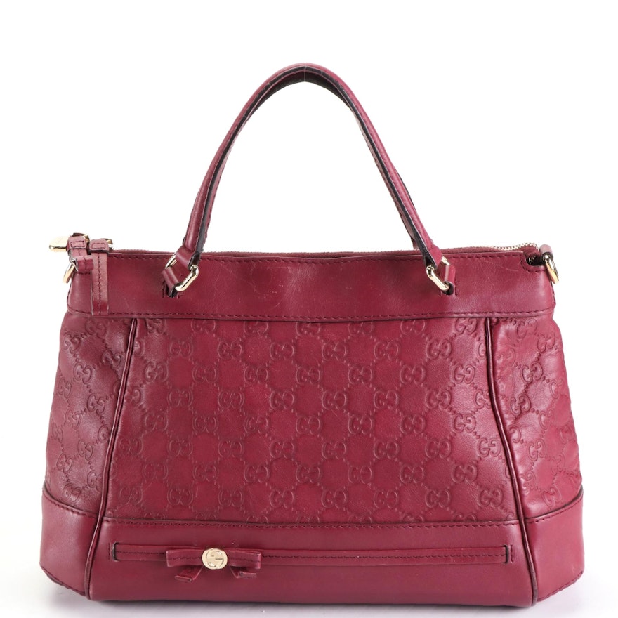 Gucci Mayfair Top Handle Bag in Burgundy Guccissima Leather