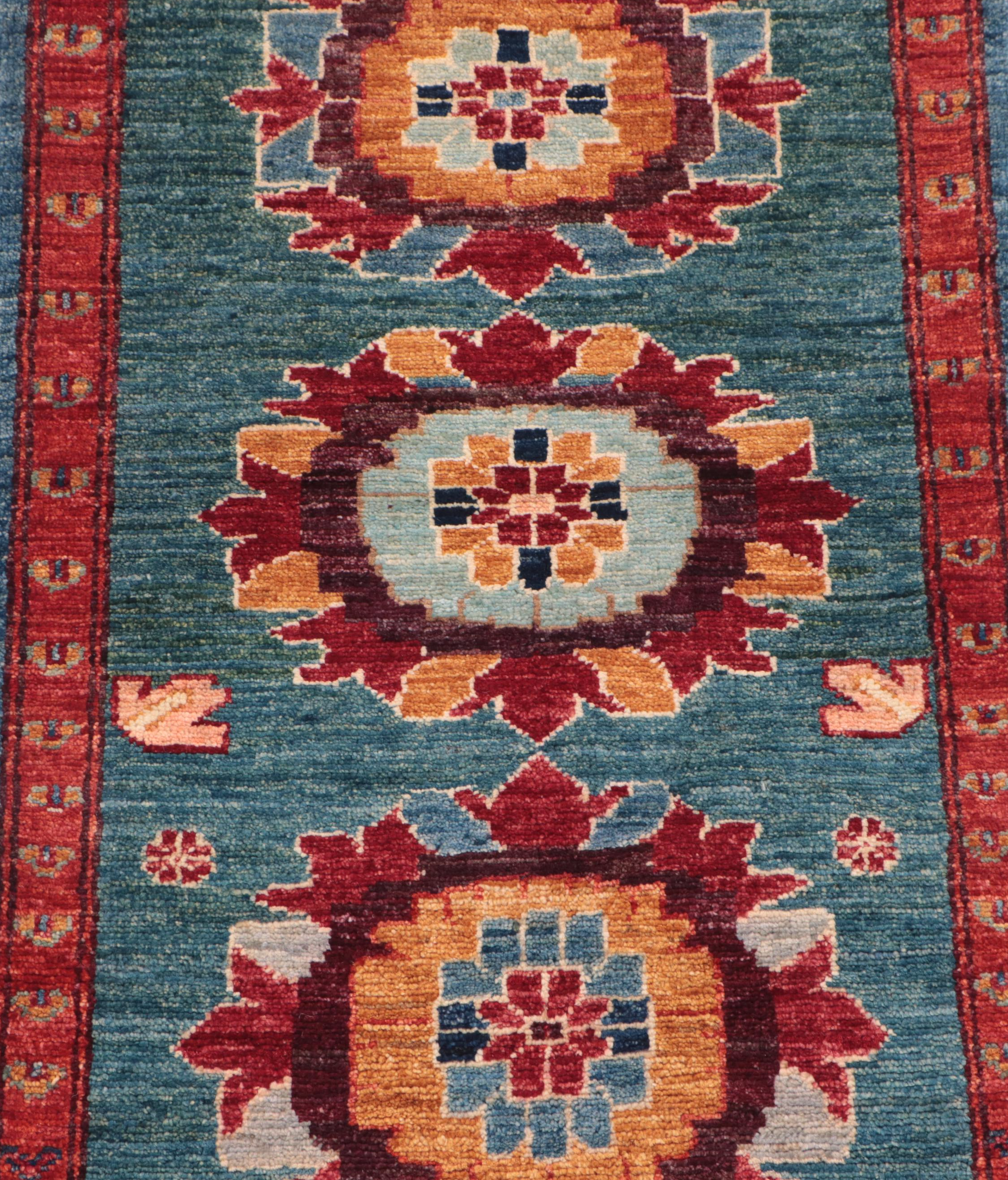 1'9 x 3'5 Hand-Knotted Indo-Caucasian Kazak Accent Rug
