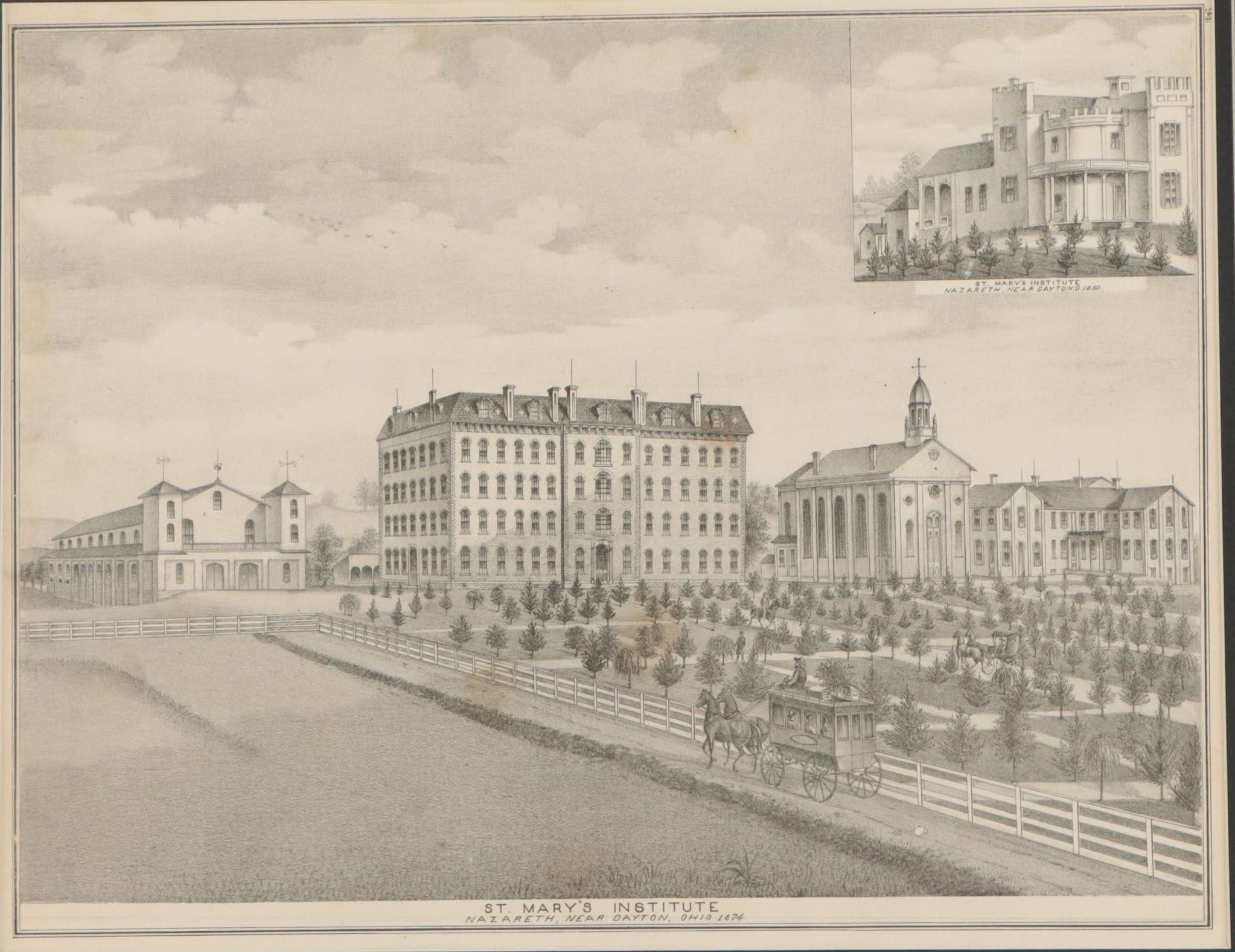 Atlas Lithograph "St. Mary's Institute," 1871
