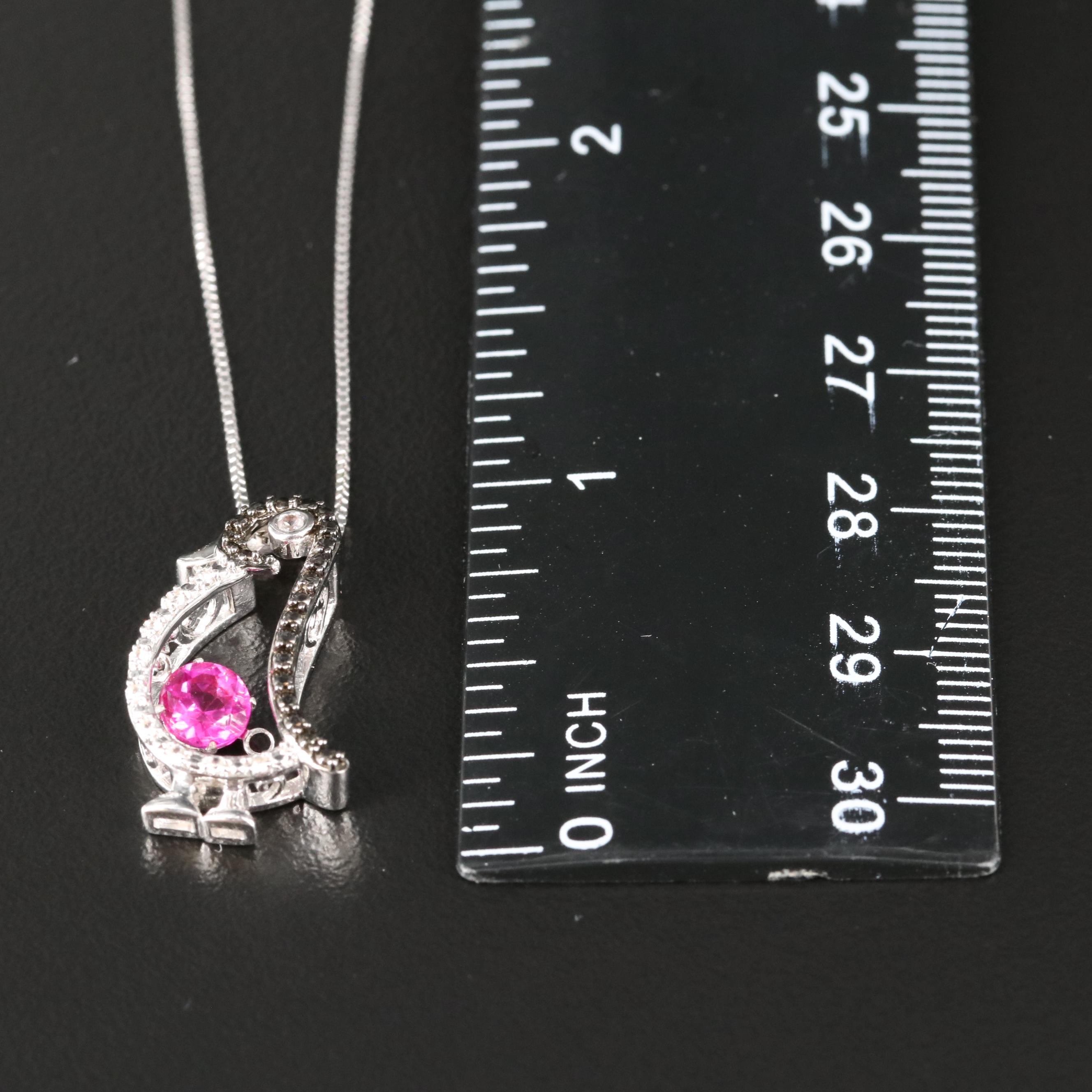 Sterling Ruby and Sapphire Penguin Pendant Necklace