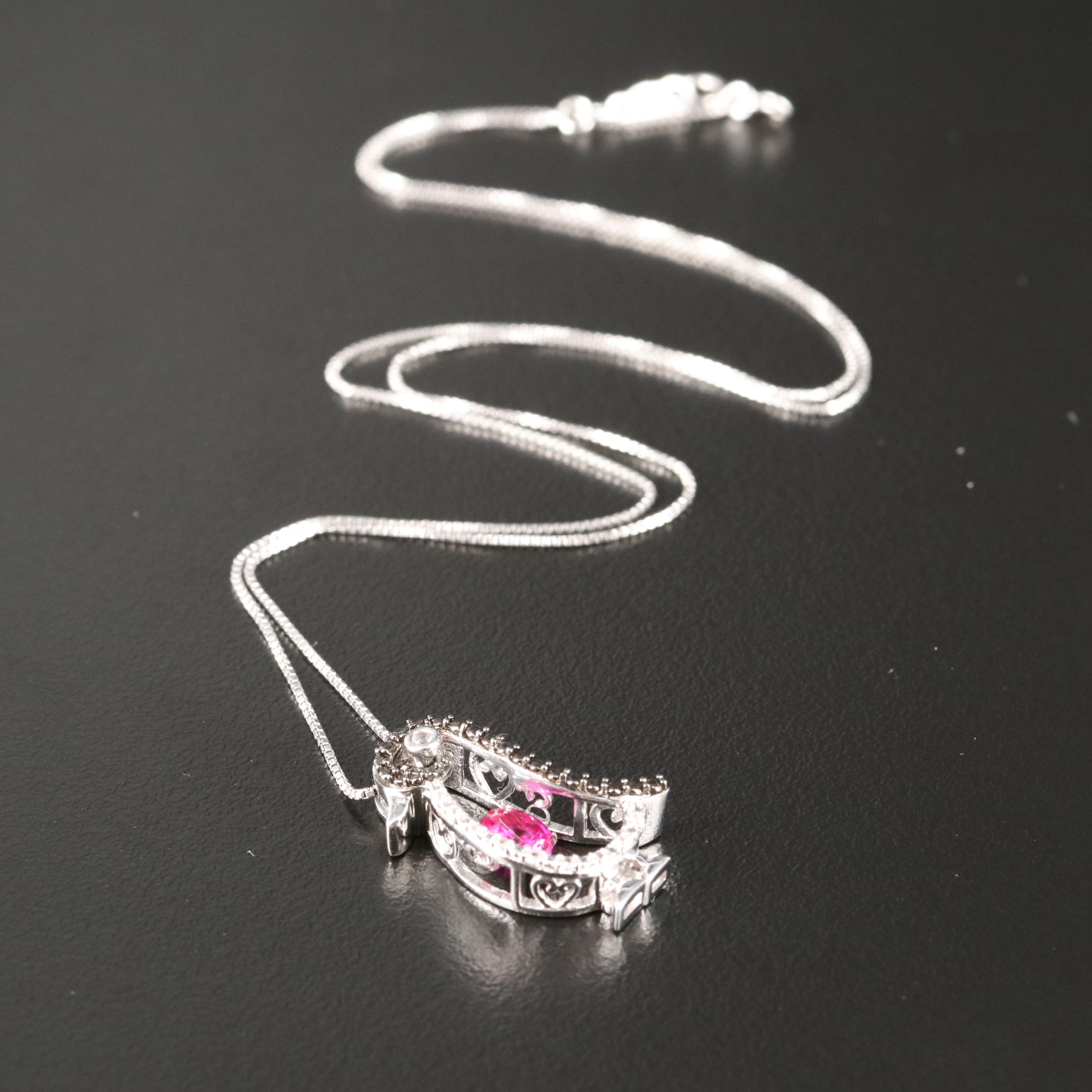 Sterling Ruby and Sapphire Penguin Pendant Necklace