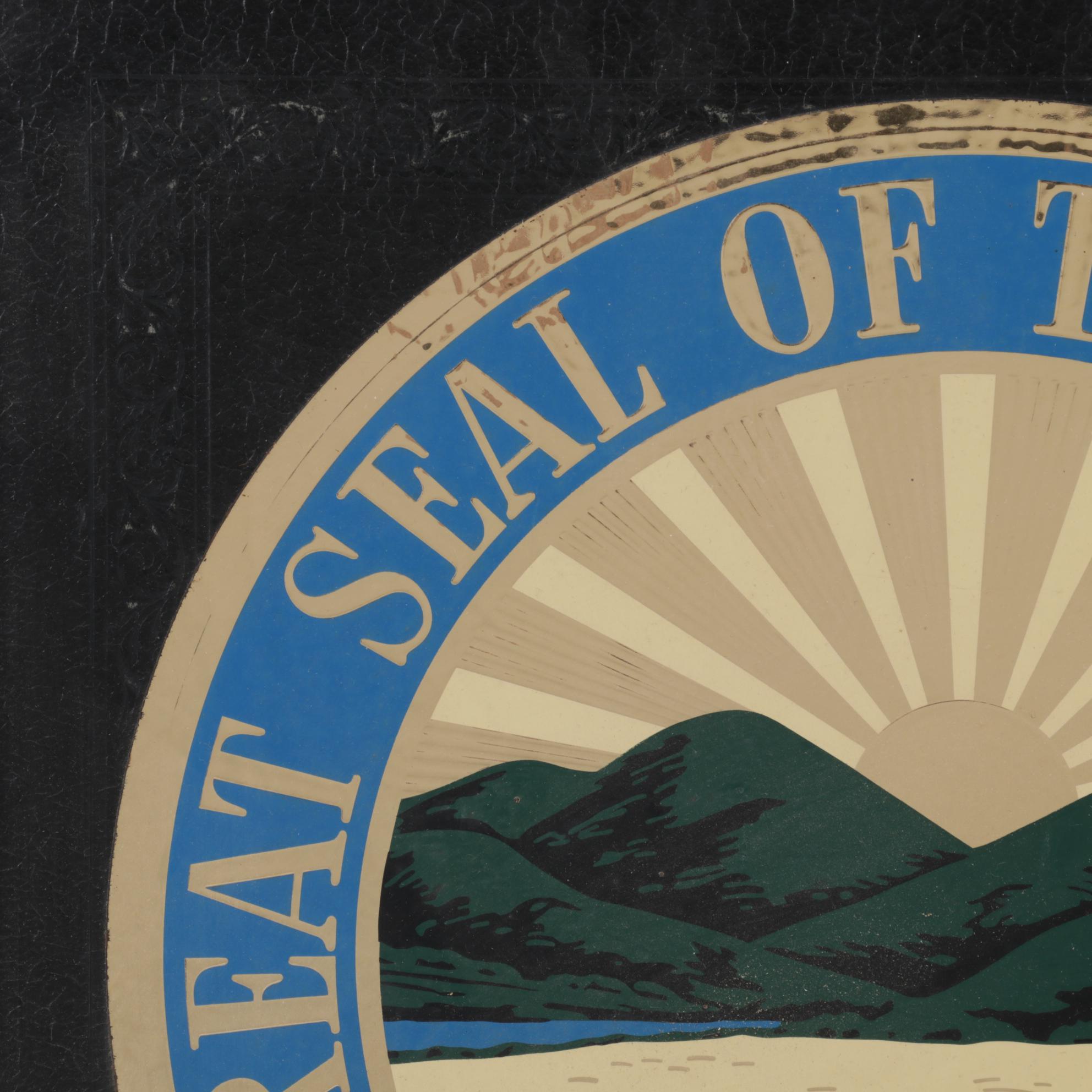 Ohio State Seal Embossed Serigraph Wall Hanging, Circa 1970