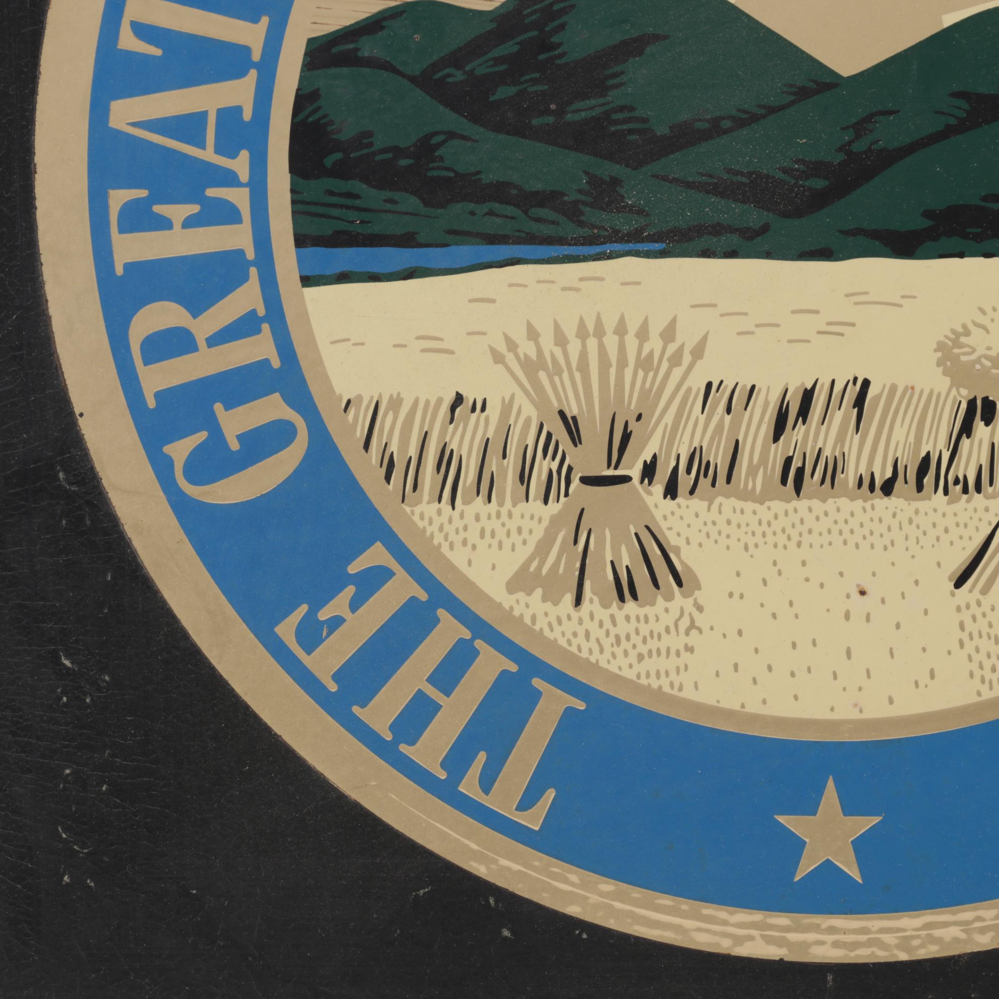 Ohio State Seal Embossed Serigraph Wall Hanging, Circa 1970