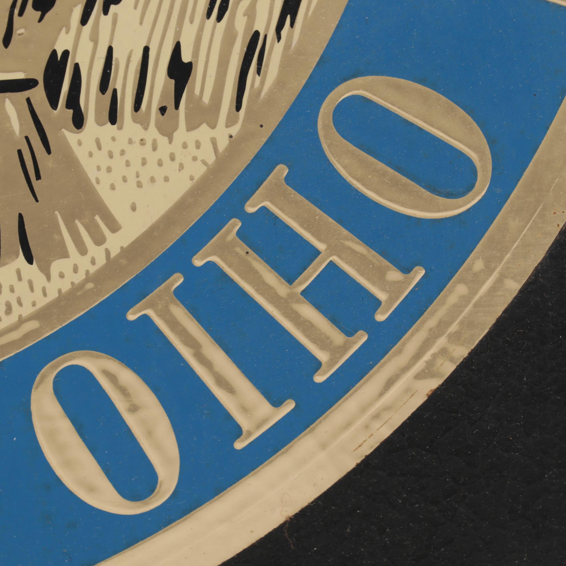 Ohio State Seal Embossed Serigraph Wall Hanging, Circa 1970