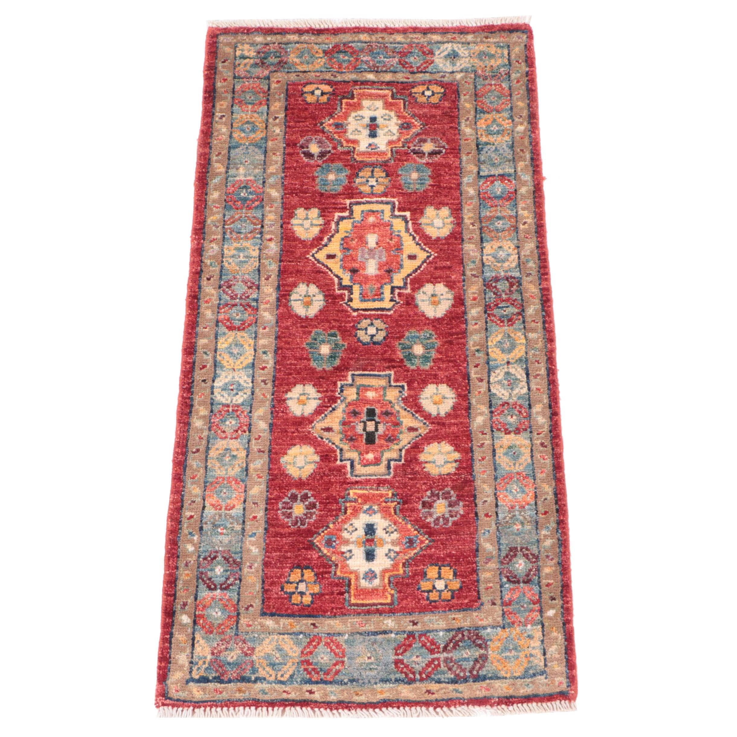 1'9 x 3'6 Hand-Knotted Indo-Caucasian Kazak Accent Rug