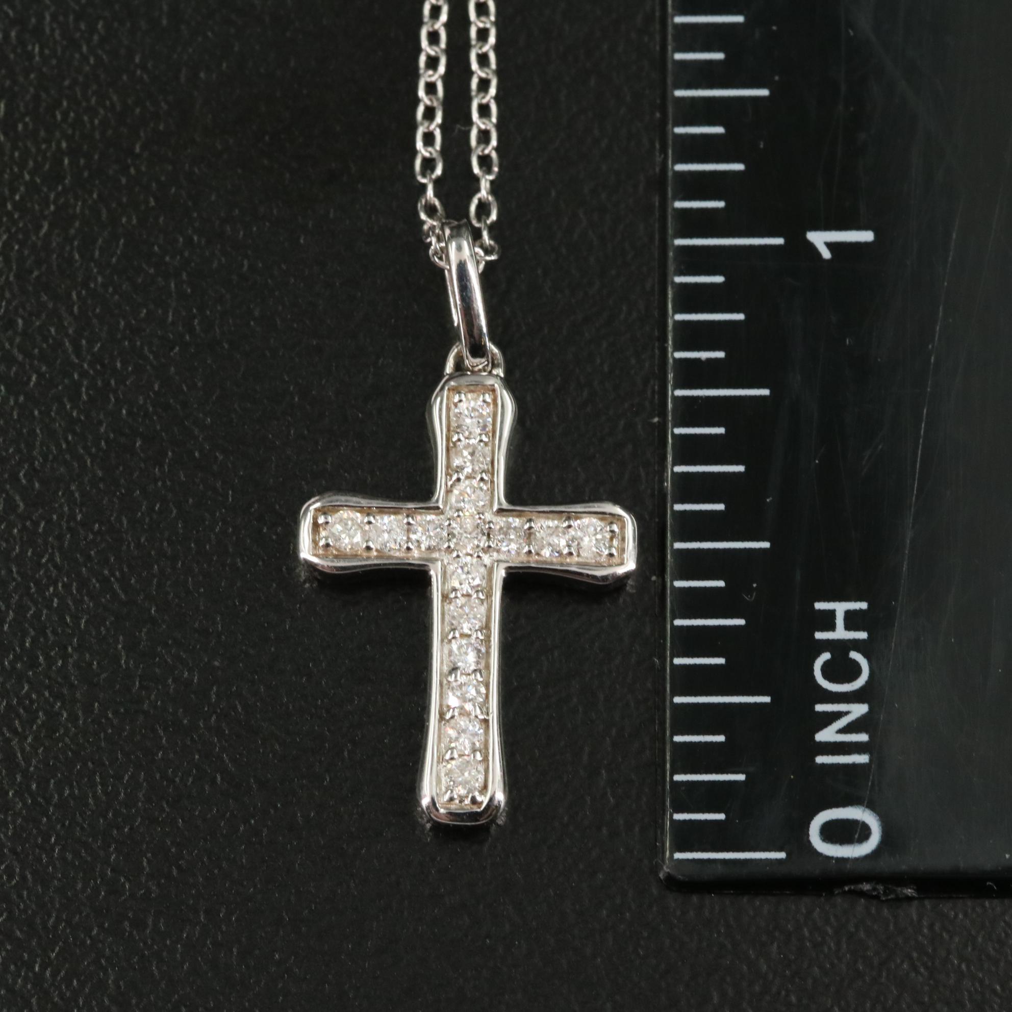 Sterling 0.26 CTW Diamond Cross Pendant Necklace