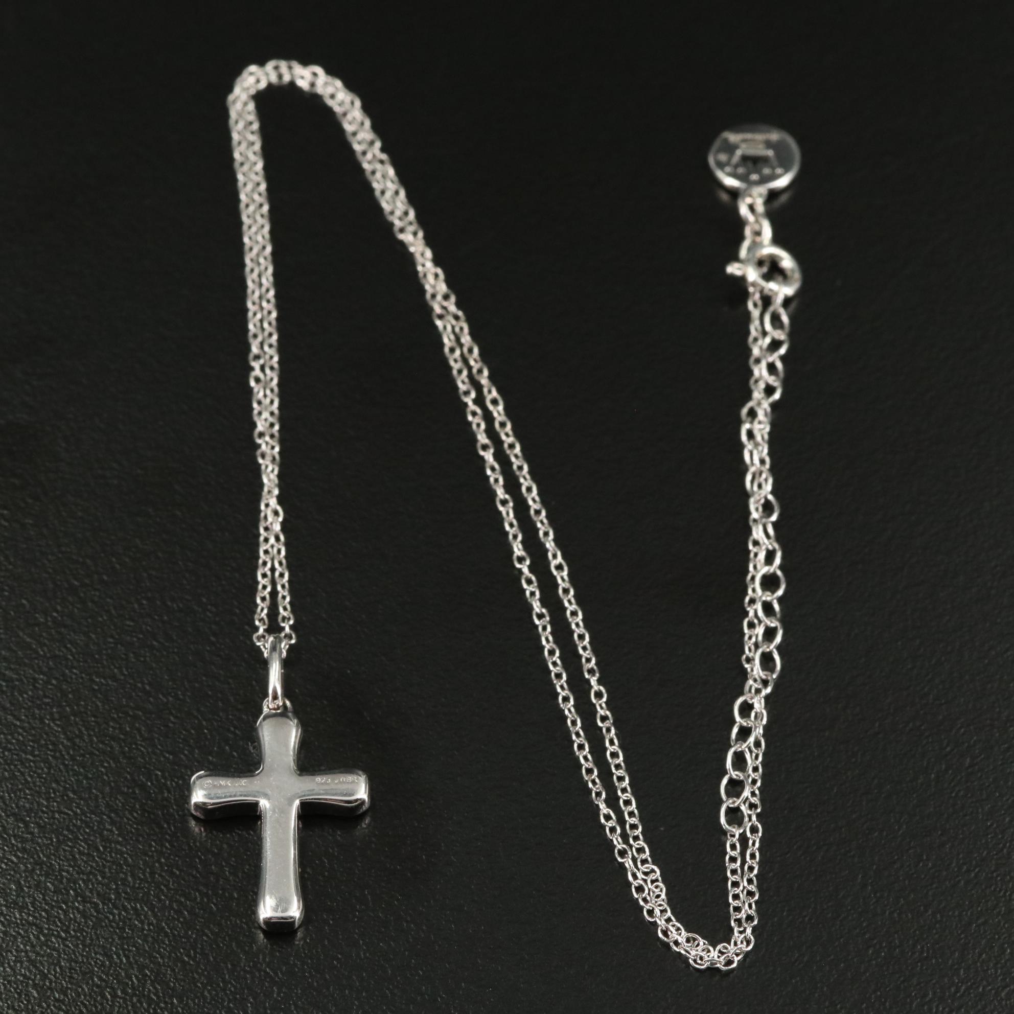 Sterling 0.26 CTW Diamond Cross Pendant Necklace