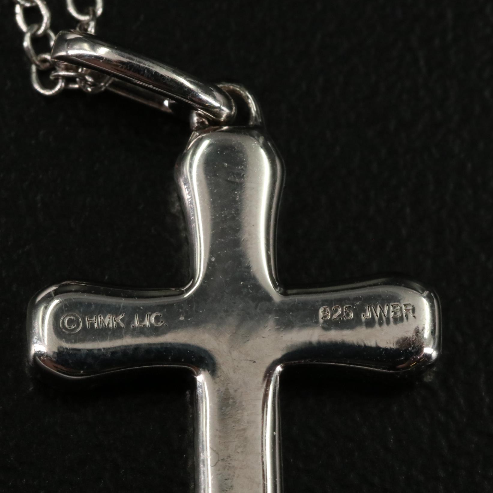 Sterling 0.26 CTW Diamond Cross Pendant Necklace