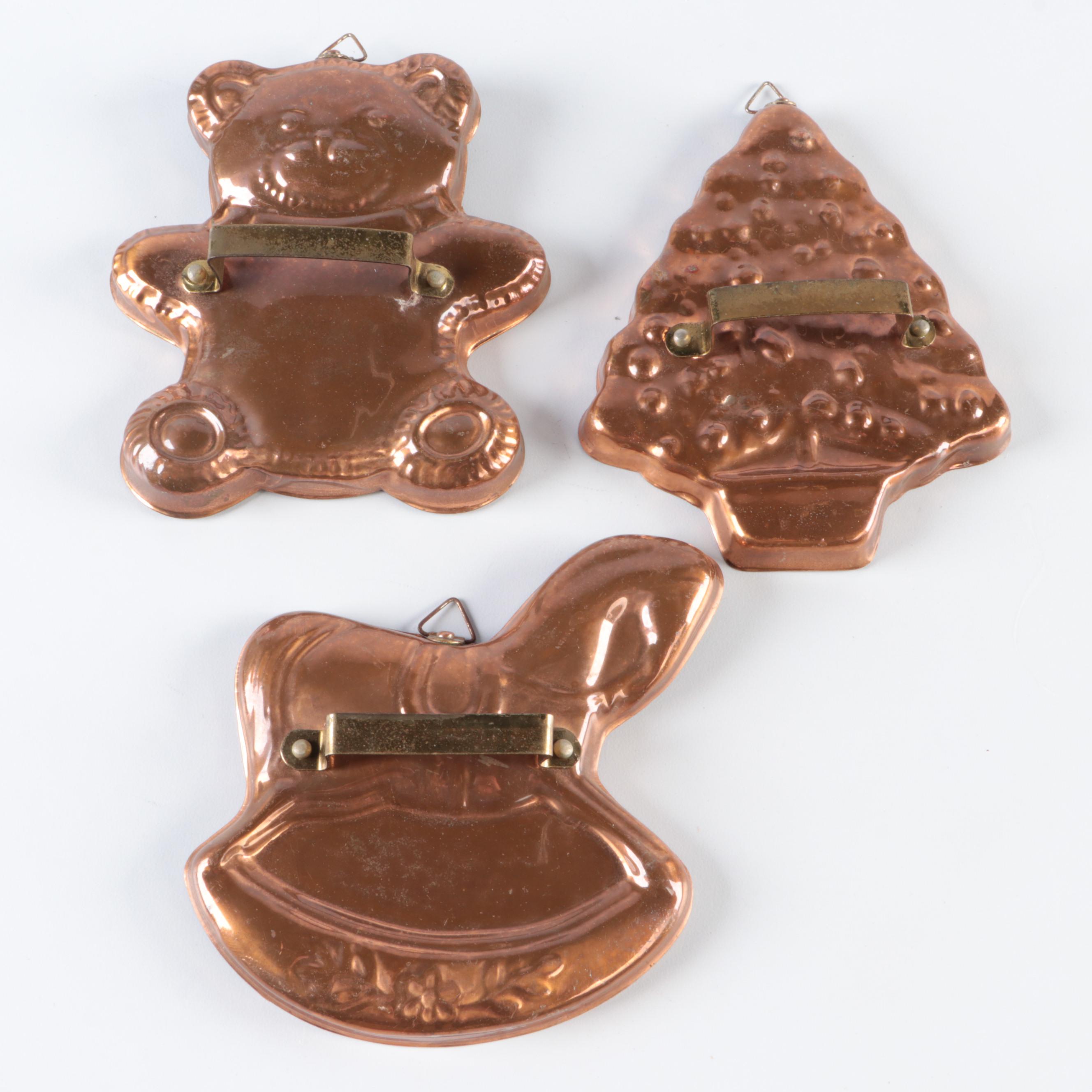 Bear, Tree, and Rocking Horse Hanging Copper Cookie Cutters