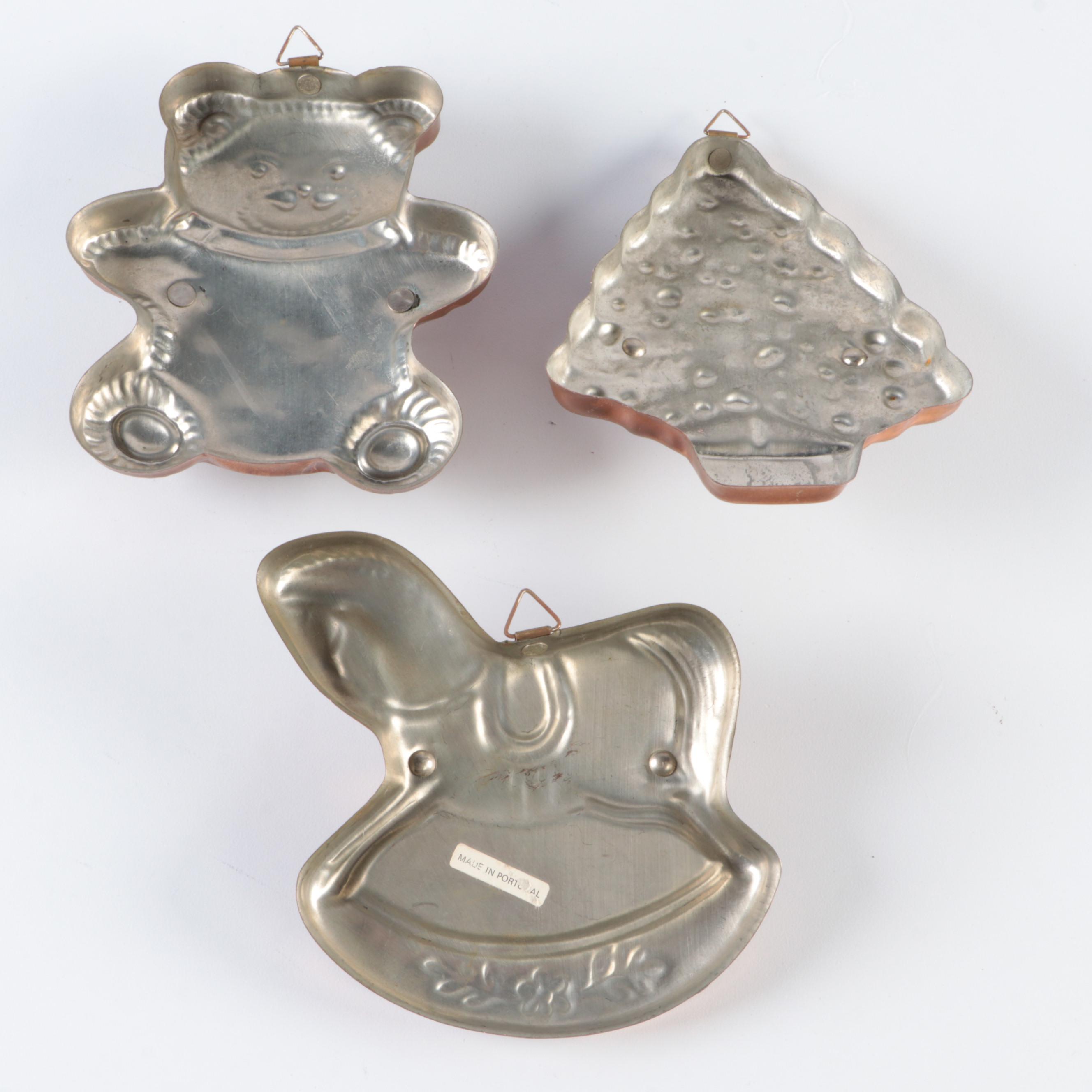 Bear, Tree, and Rocking Horse Hanging Copper Cookie Cutters
