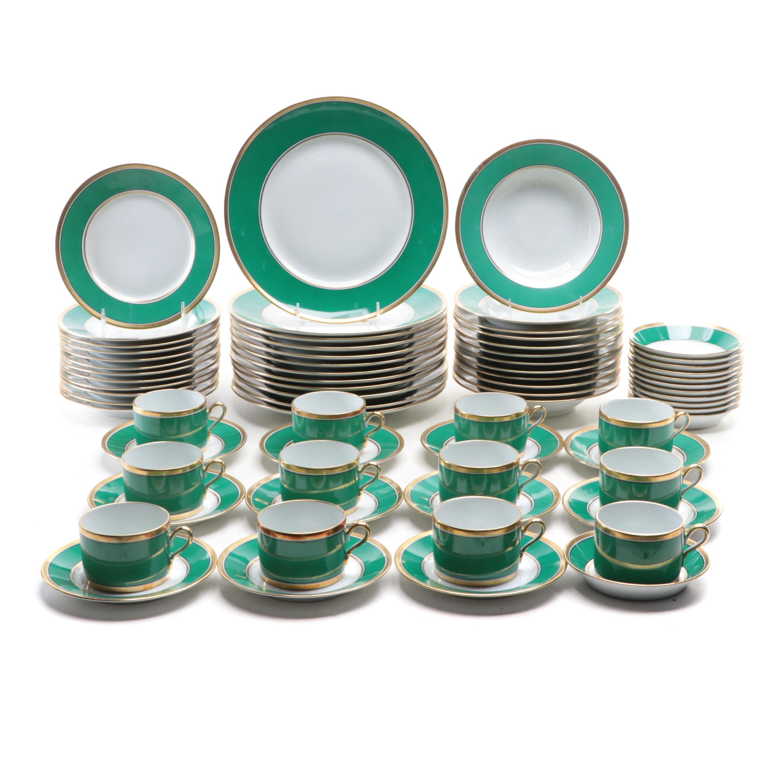 Richard Ginori Green "Contessa" Porcelain Dinnerware, Late 20th Century