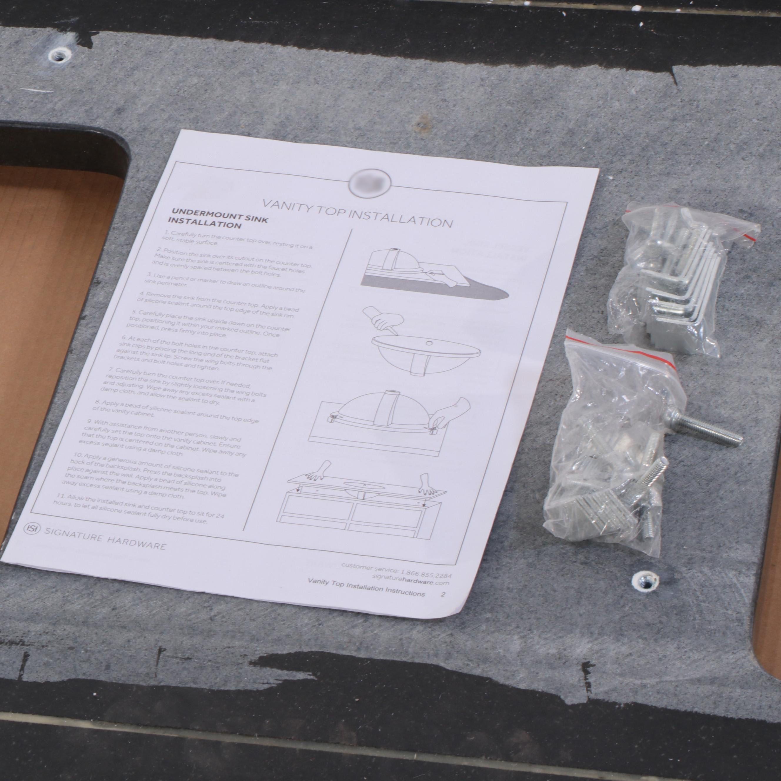 61"x 22" Black Granite Double Vanity Top for Rectangular Sinks