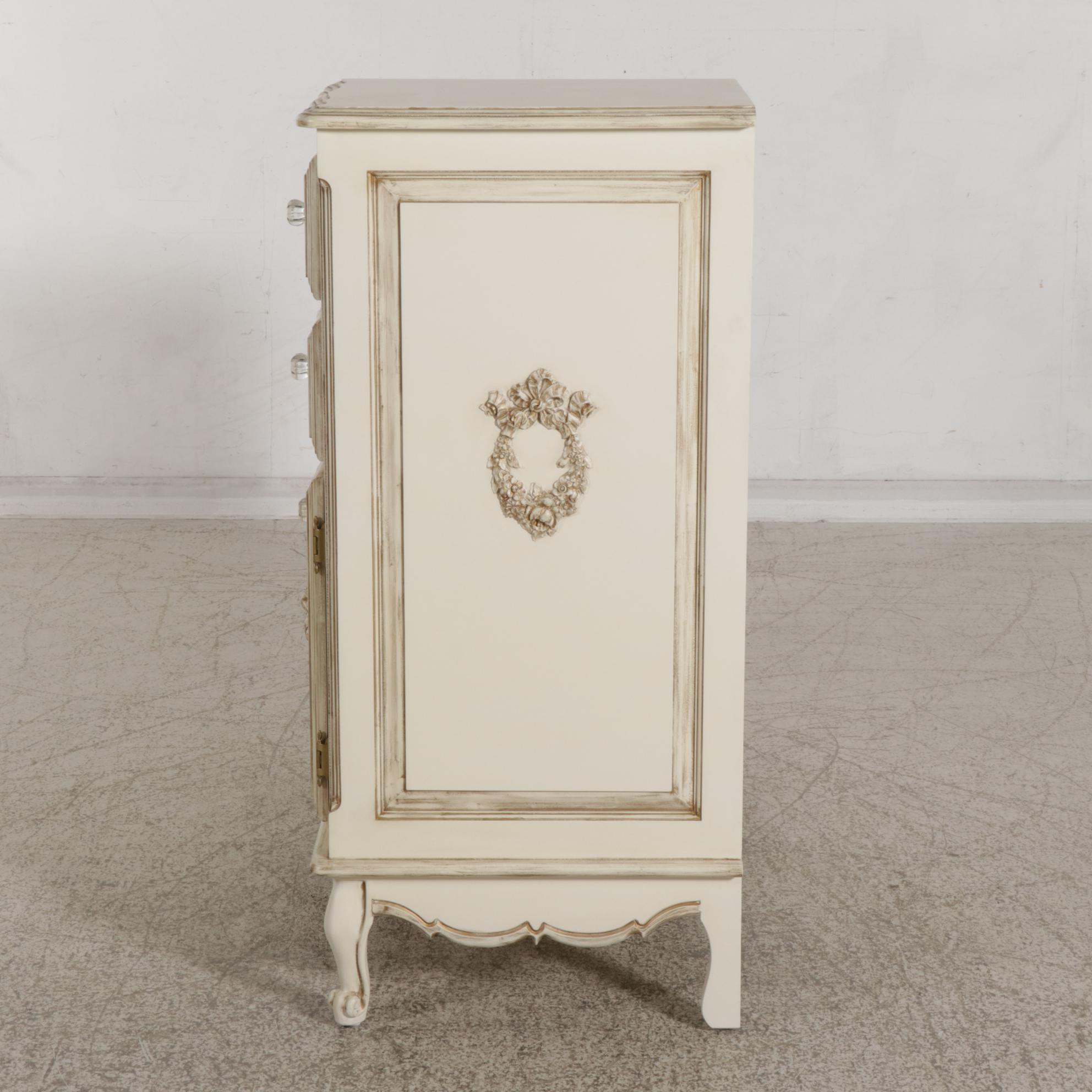 Louis XV Style Ivory-Finished Changing Table and Chest of Drawers